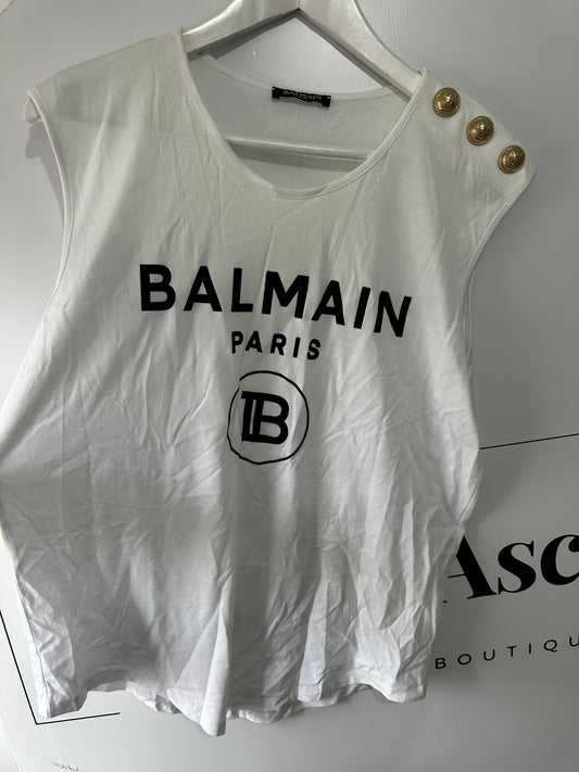 White & Gold Balmain Top, Size 12
