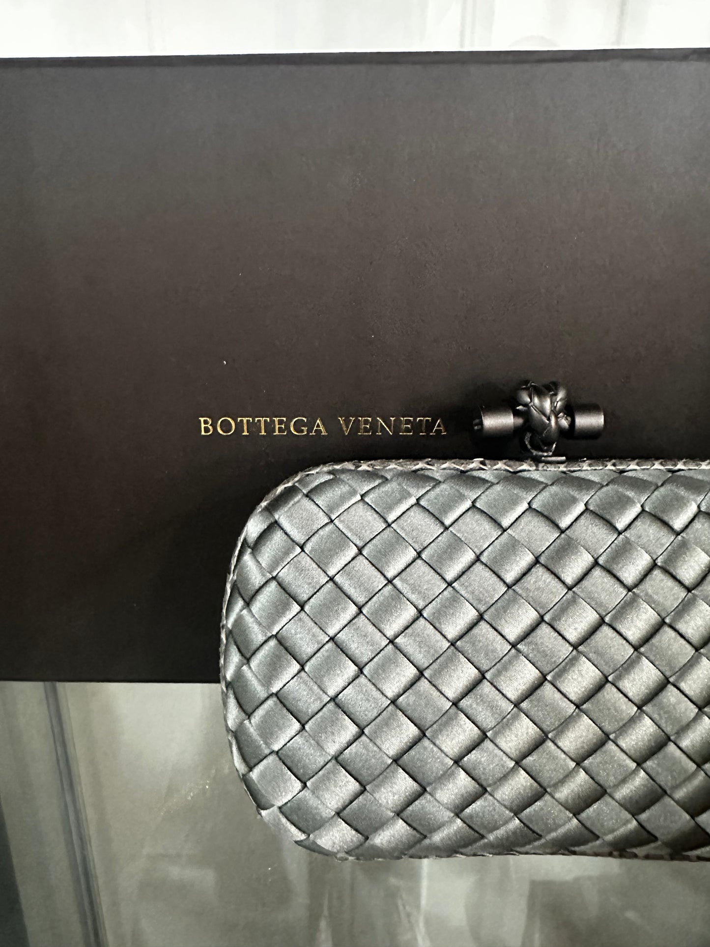 Exotic Silver Bottega Veneta Clutch, Small