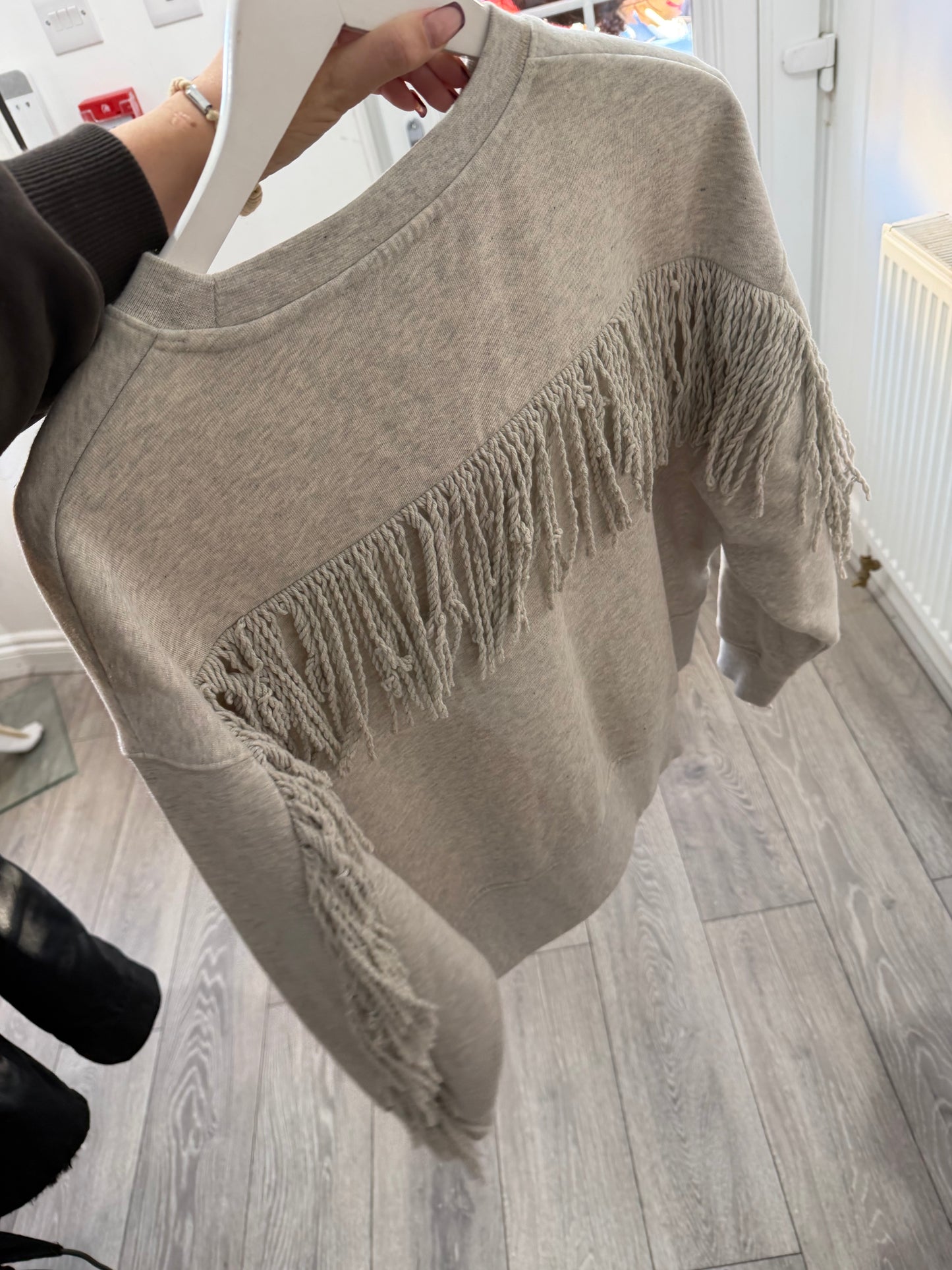 Grey Fringe Horse Munthe Sweater, Fits an S
