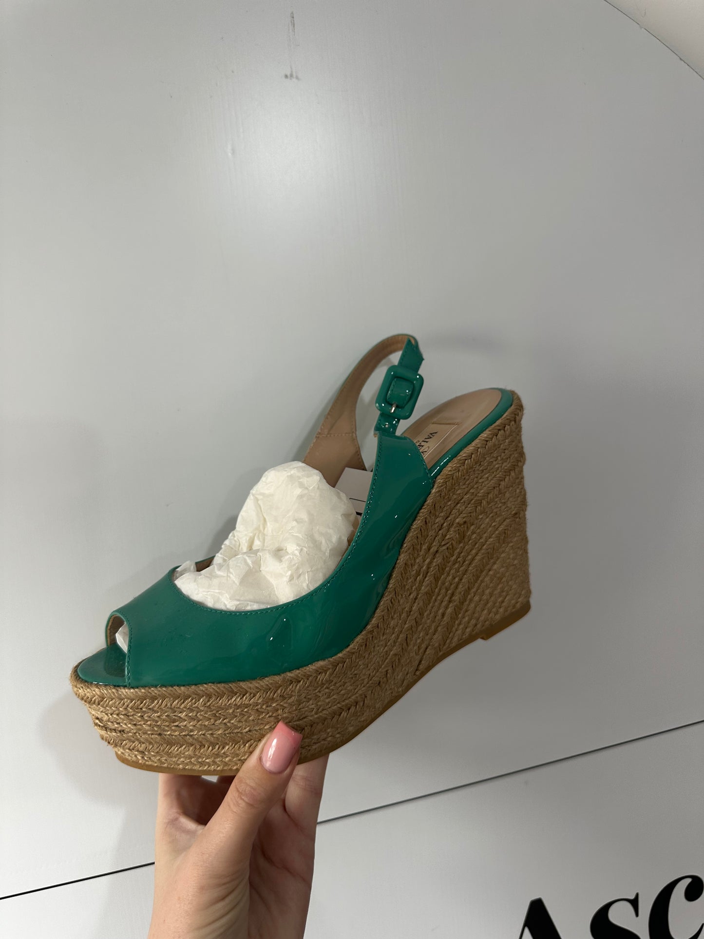 Teal Valentino Wedges, 6