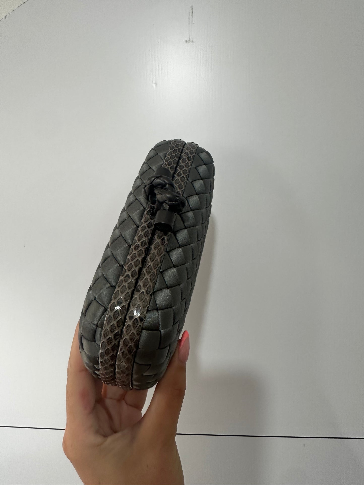 Exotic Silver Bottega Veneta Clutch, Small
