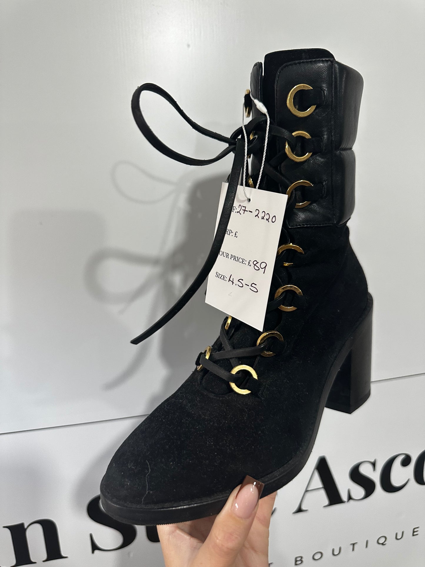 Black & Gold Stuart Wietzman Boots, Size UK 5.5