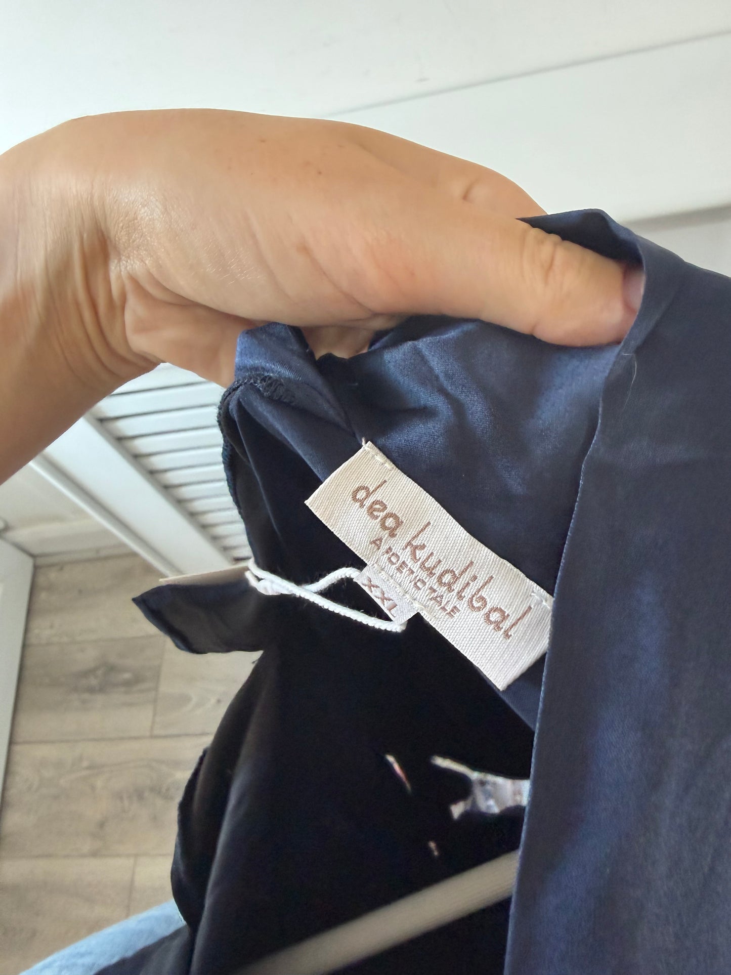 Preloved Navy Blue Dea Kudibal Silk Blouse, Size XXL