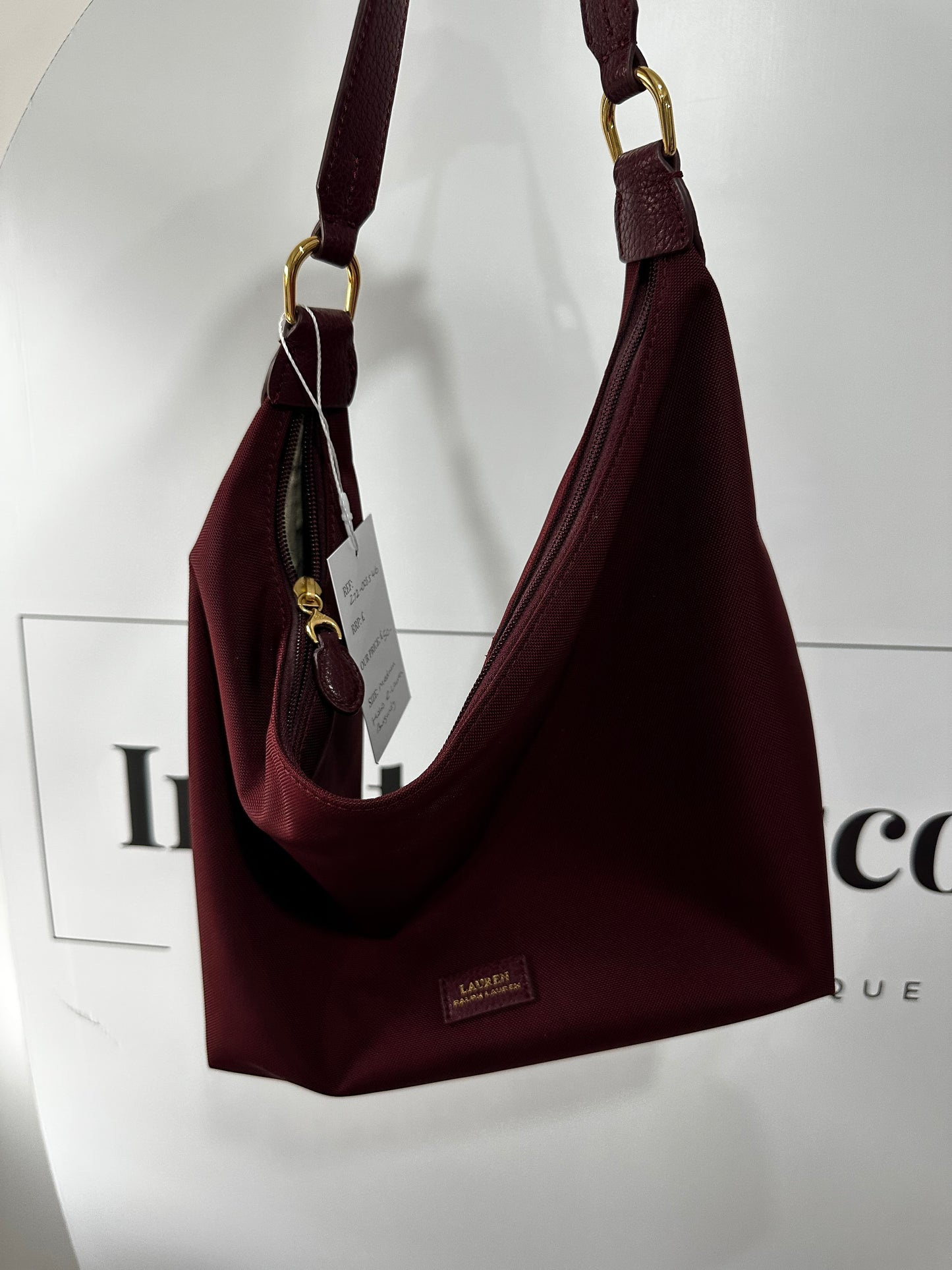 Burgundy Ralph Lauren Medium Hobo Handbag