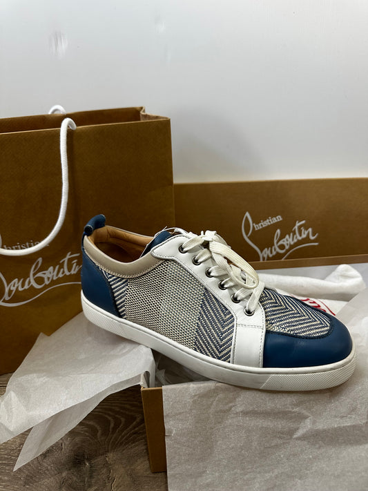 Blue & White Christian Louboutin Sneakers, UK 9.5 Mens