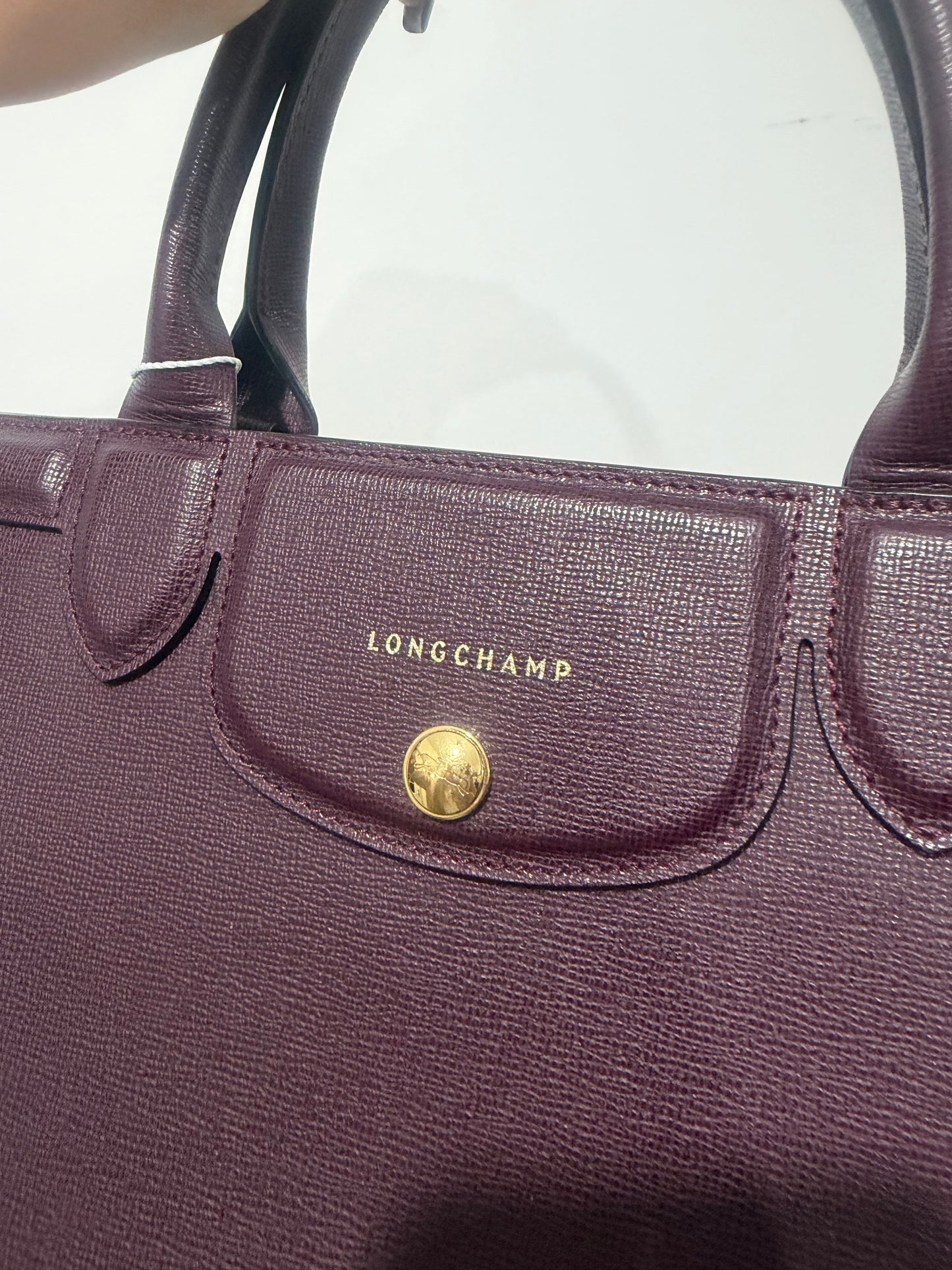 Purple/Aubergine Longchamp Handbag with Crossbody Strap, Le Pliage Heritage