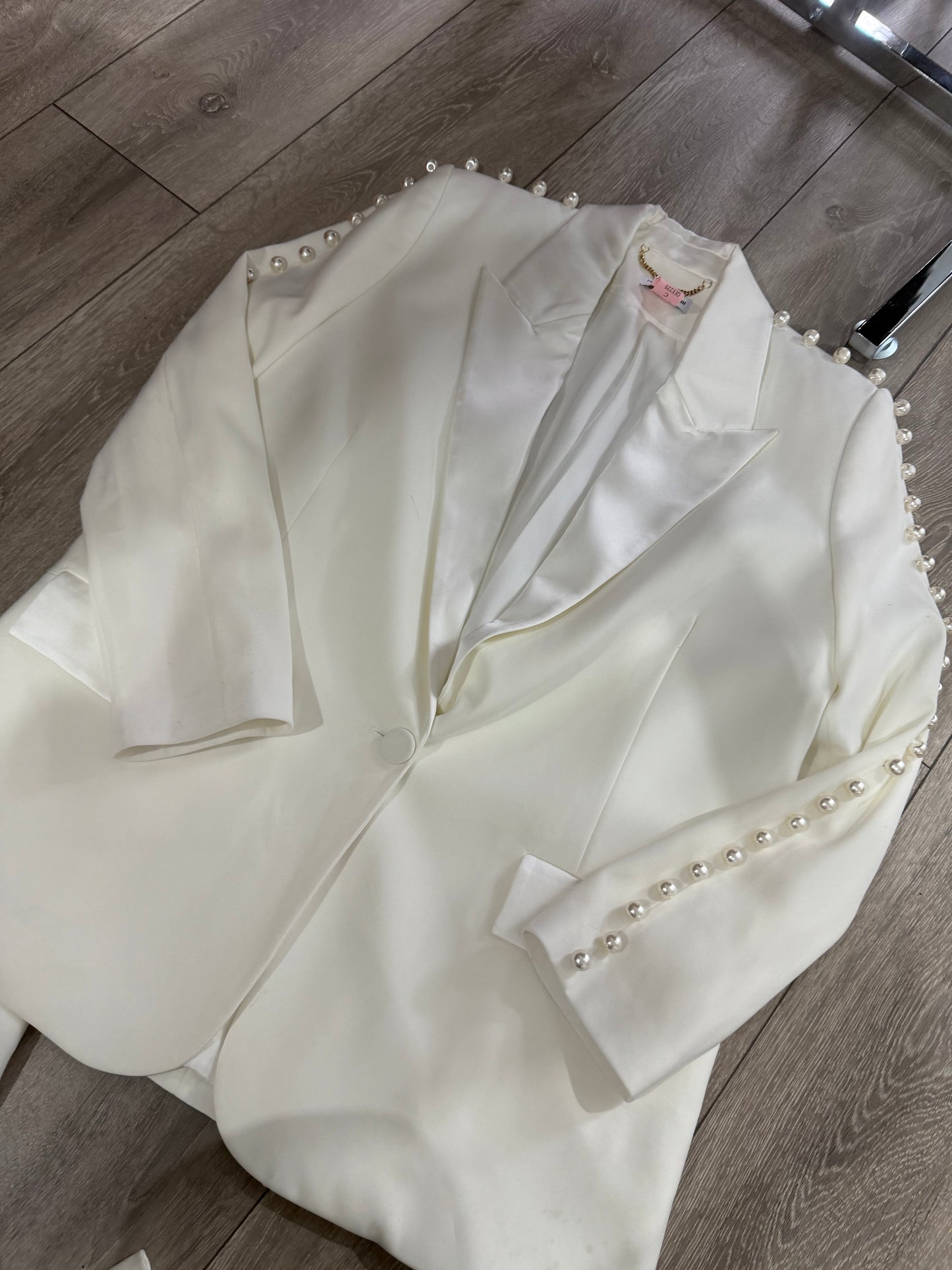 White Nadine Merabi Blazer & Trouser Set, Size L/XL