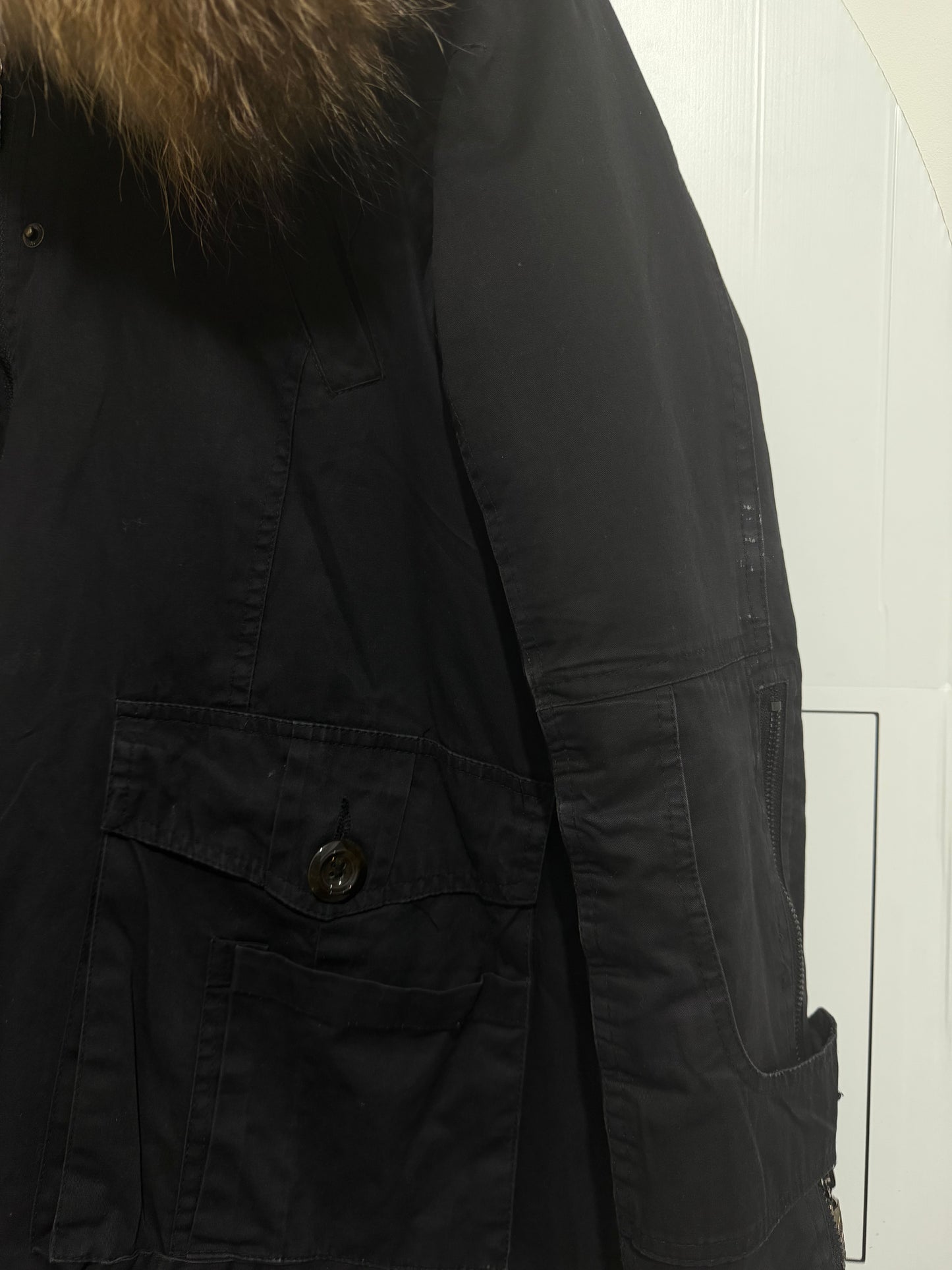 Black and Real Fur Collar SW10 Furry Lined Parka
