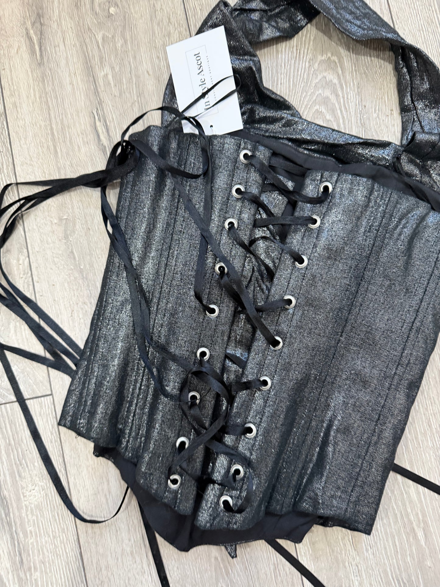 Silver Grey Kelly Ewing Corset Top, Size 8