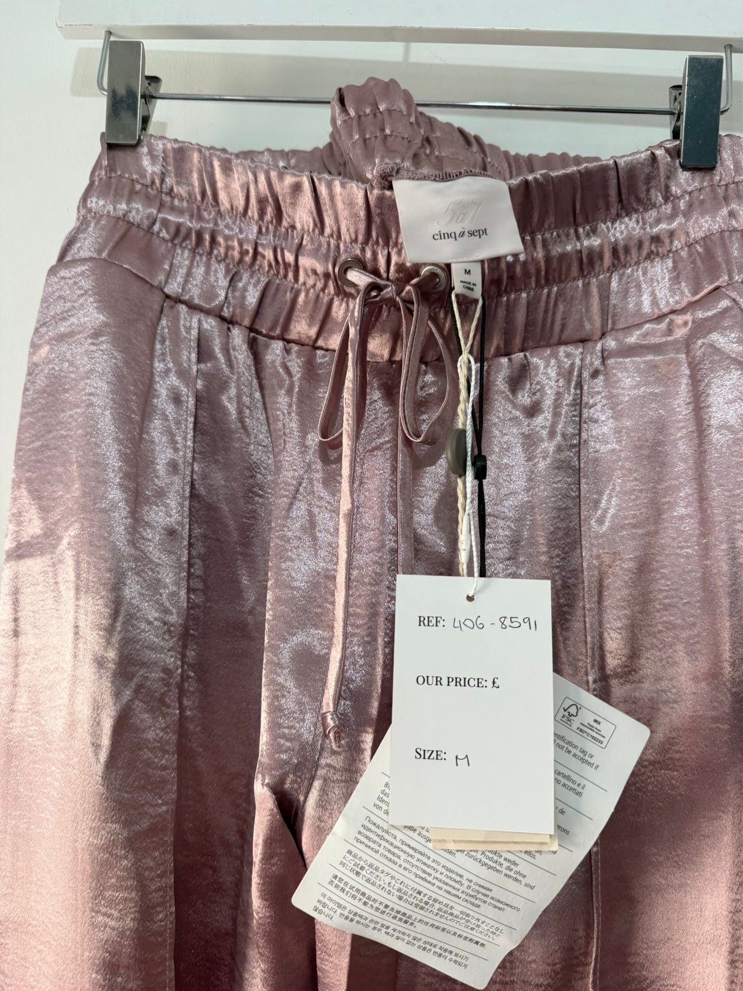 Preloved Metallic Pink Cinq a Sept Trousers, M, BNWT