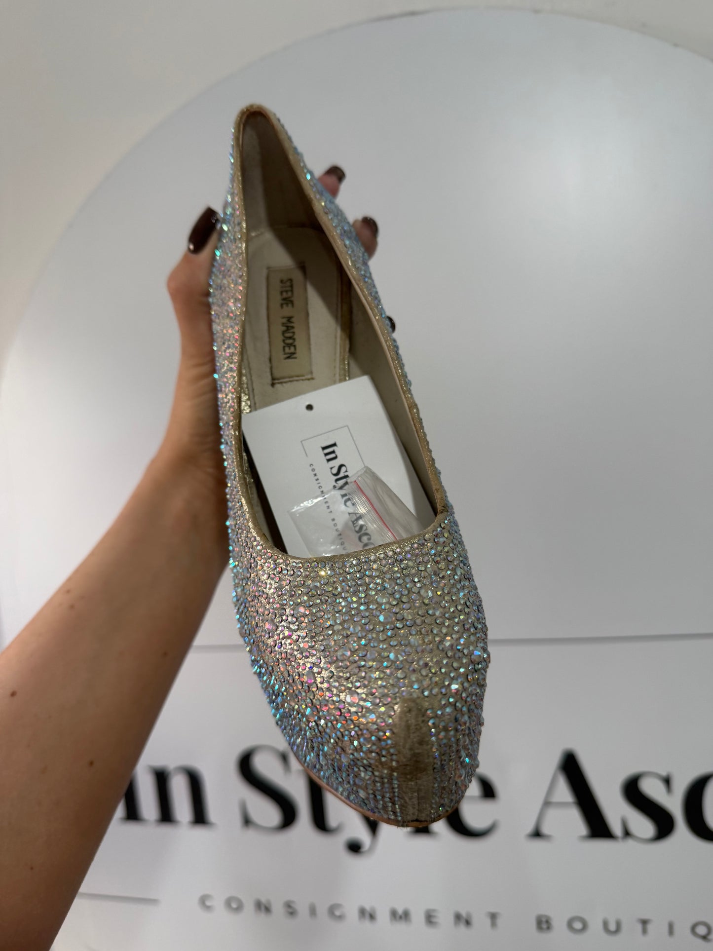 Silver Sequin Steve madden Heels, 6