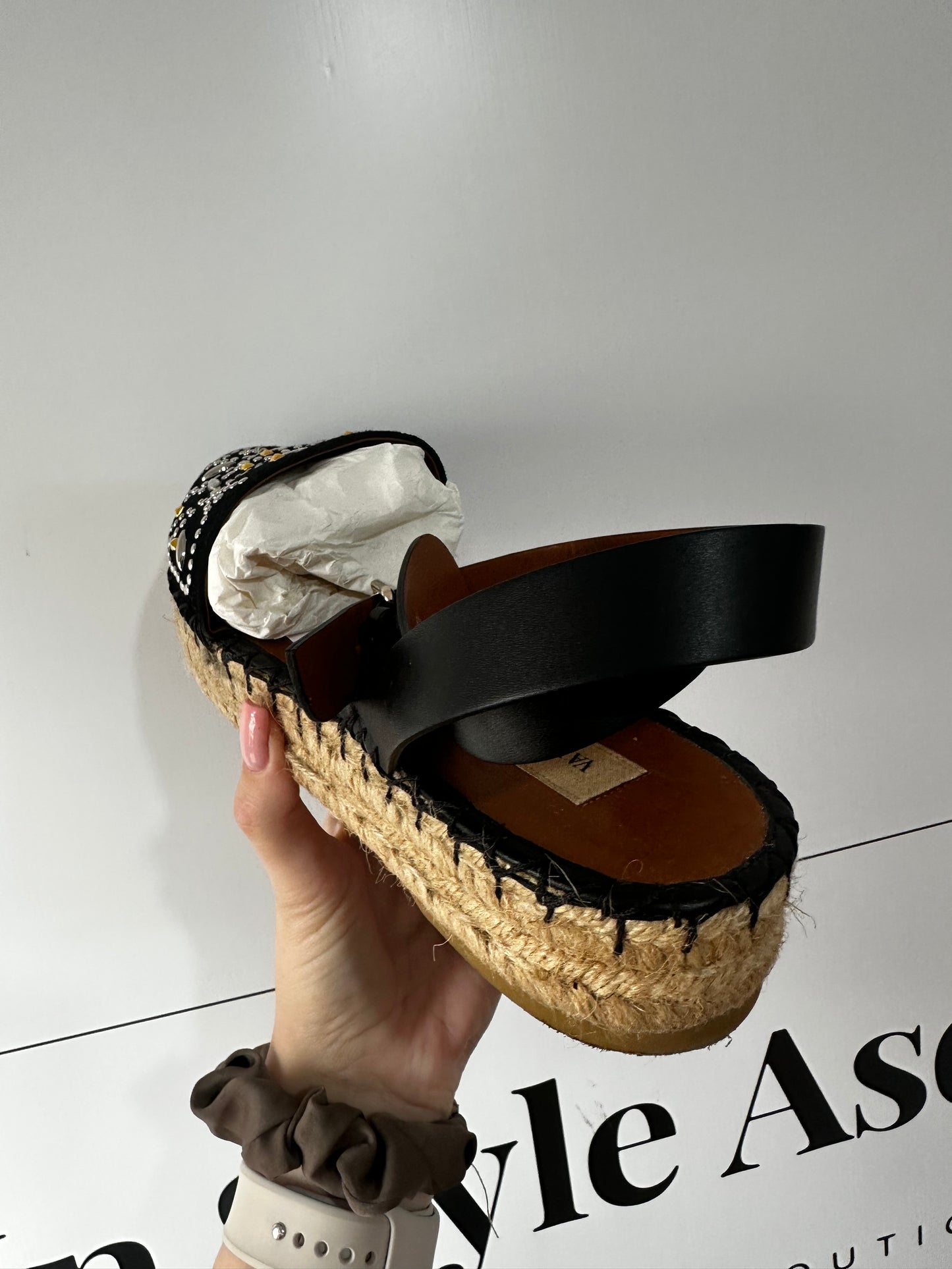 Black Valentino Espadrille Shoes, 7