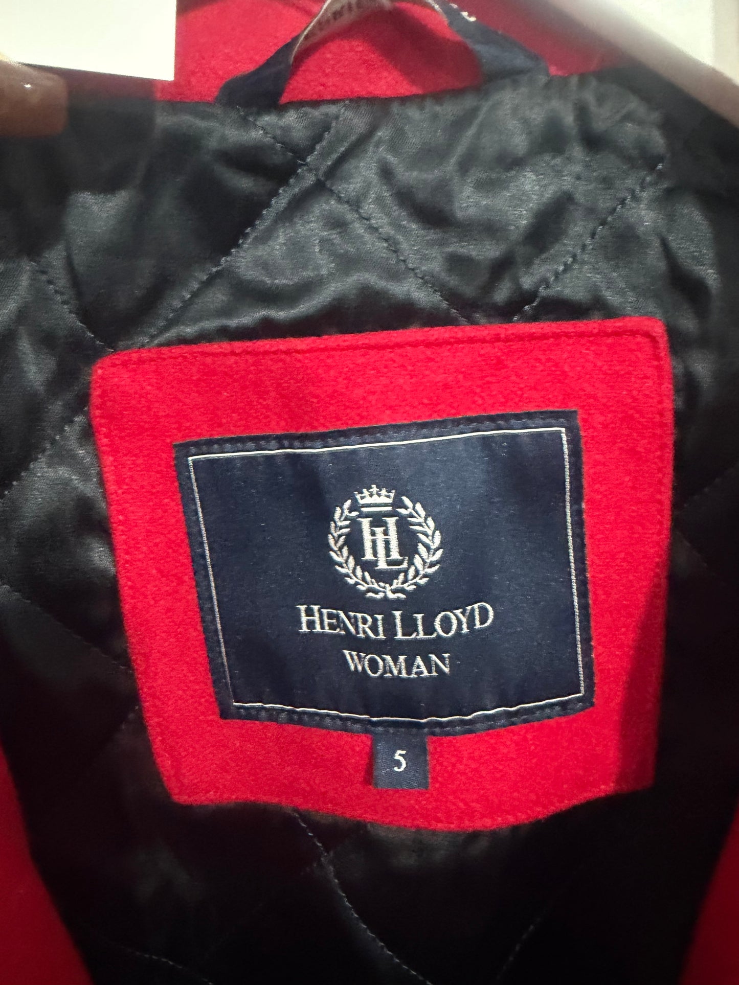 Red Henri Lloyd Wool Coat, Size 5 - UK 14-16