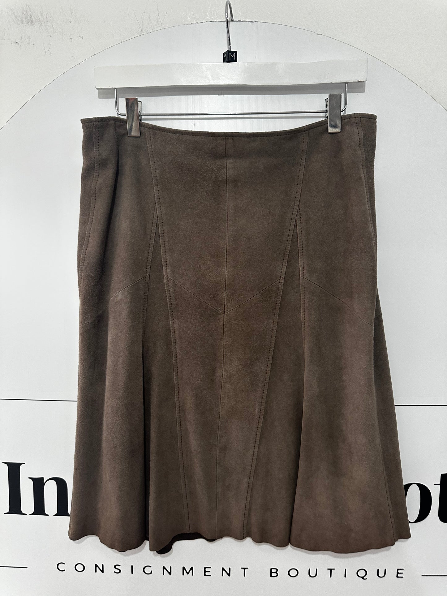Beige Marc Cain Suede Skirt, Size 10-12