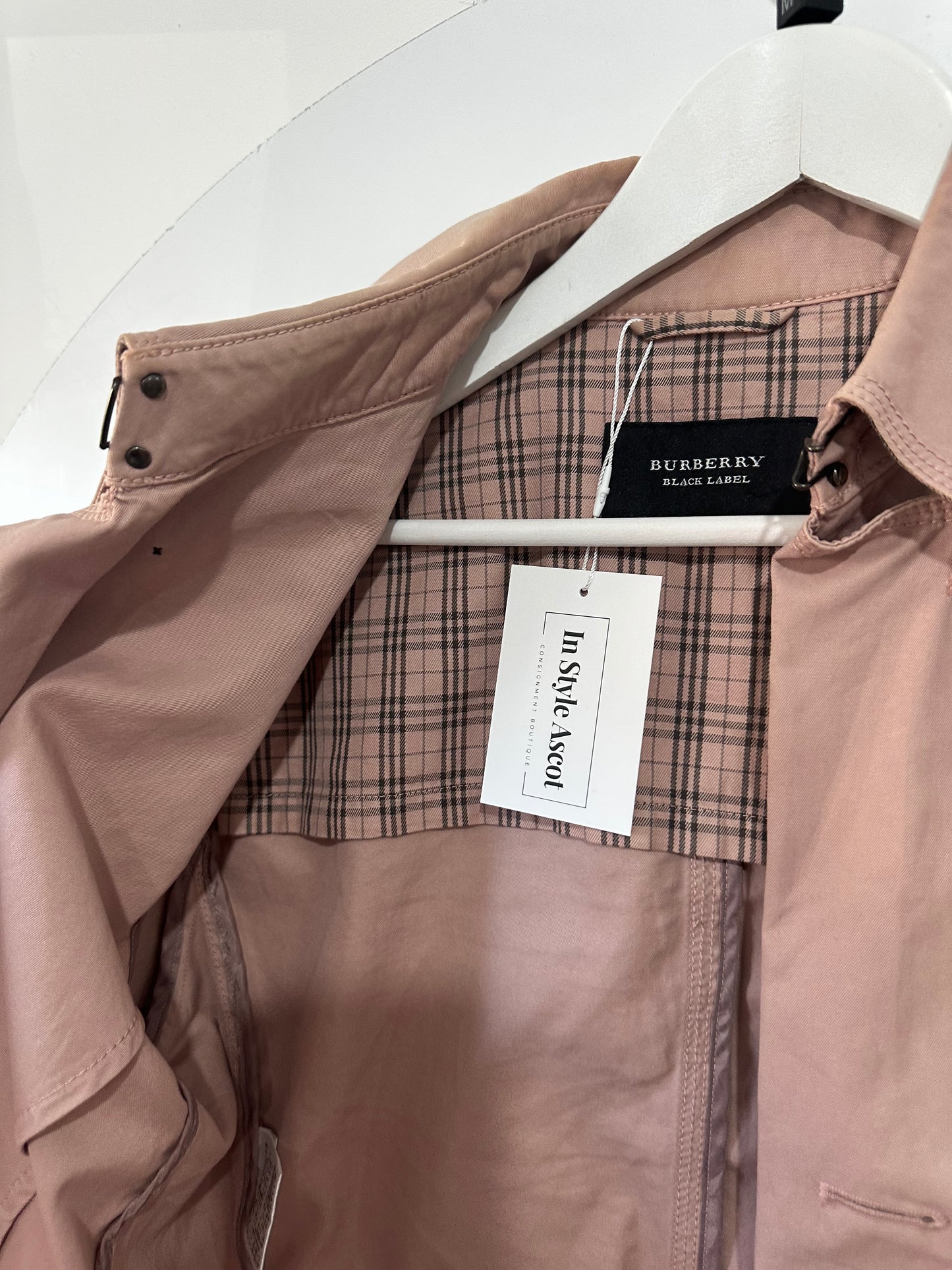 Dusky Pink Burberry Black Label Trench Coat, Size M