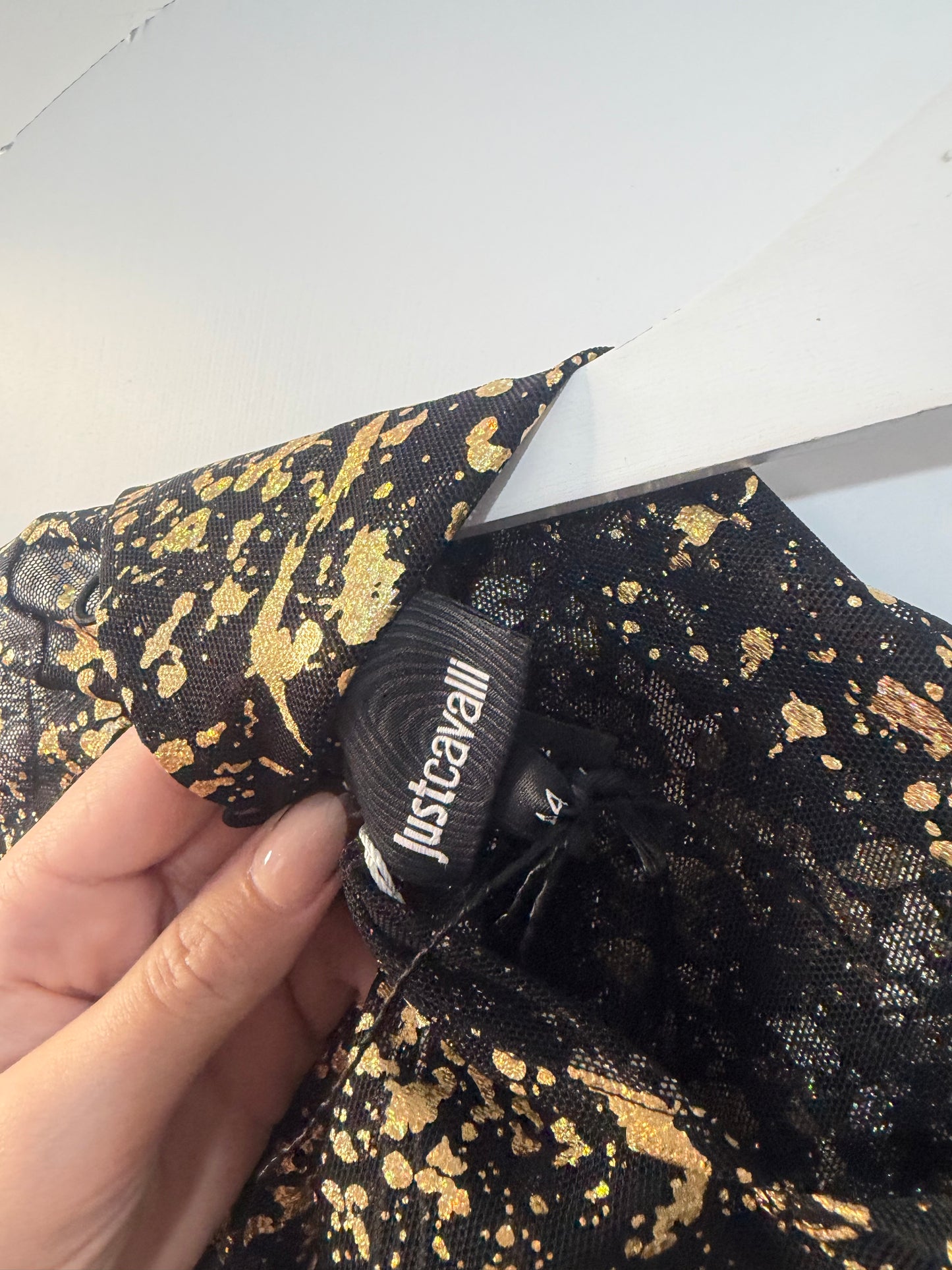 Black with gold splatter print Just Cavalli Top, 10