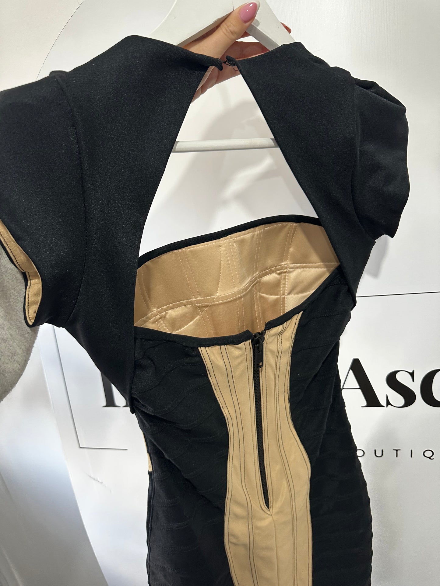 Black/Beige Catwalk Collection Dress, One Size