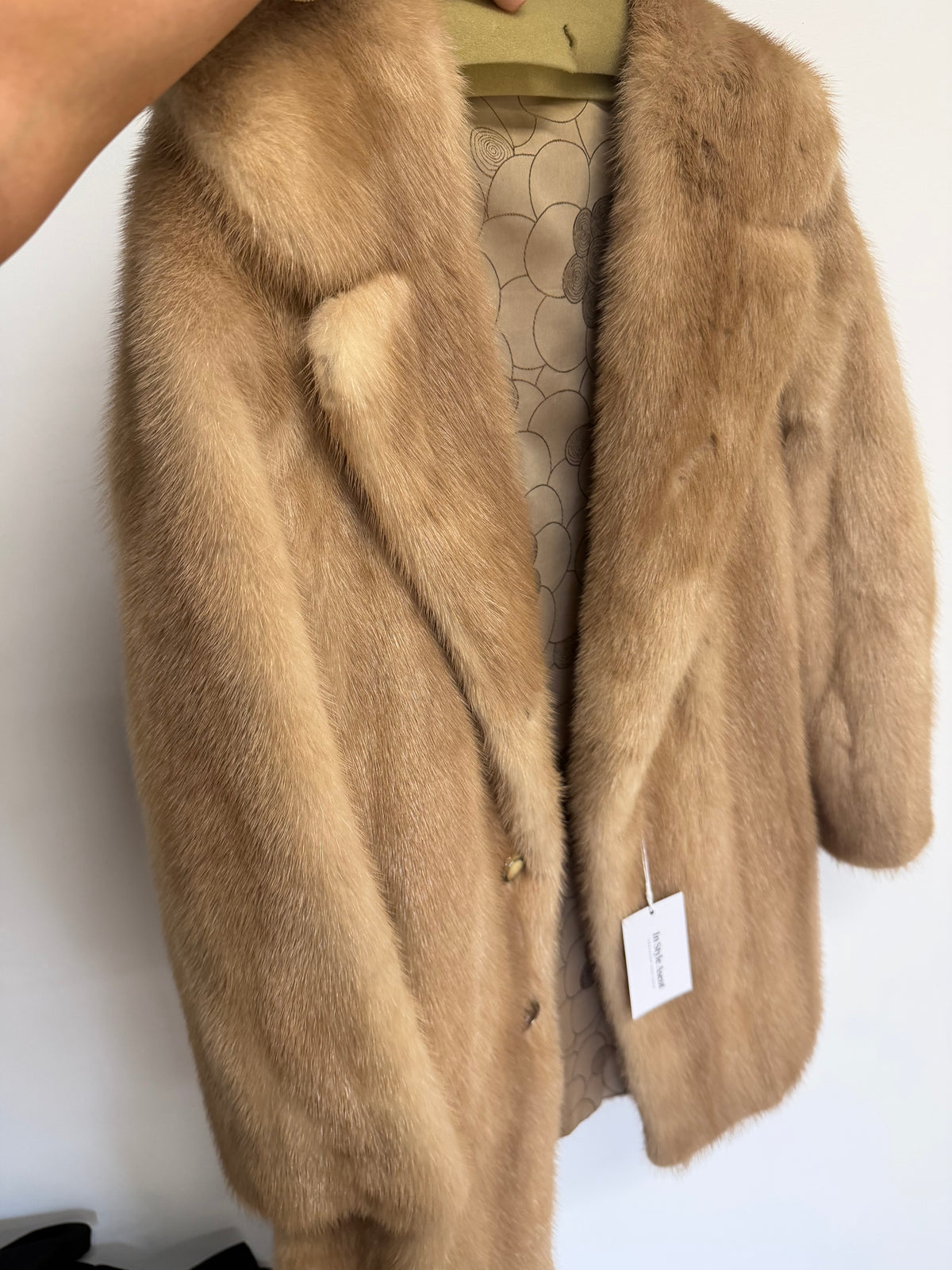 Preloved Mink Fur Coat Small Beige
