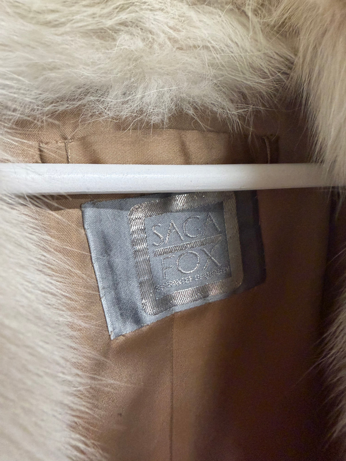 Preloved Saga Fox Fur Coat One Size fits 8-14 Cream White