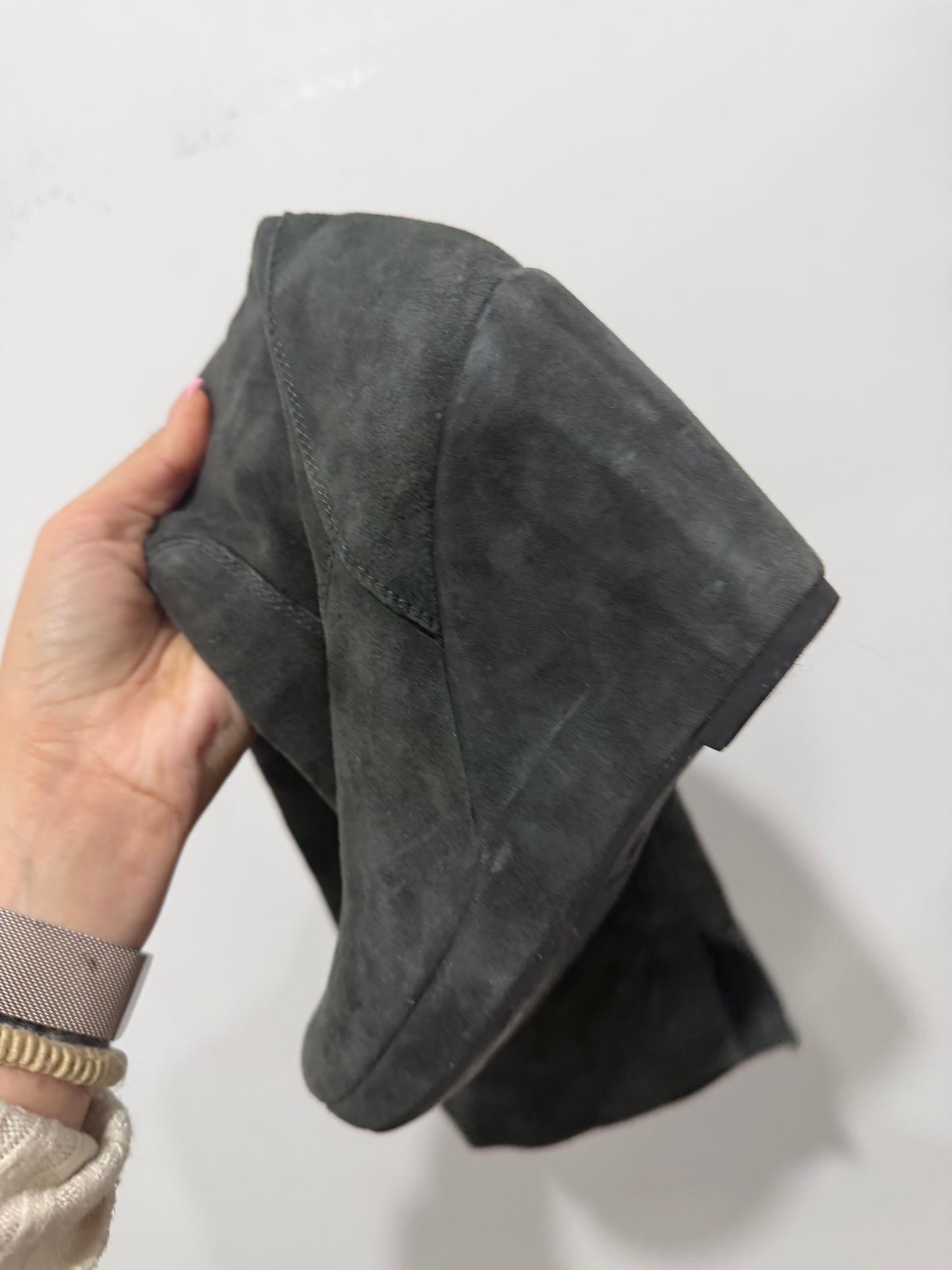 Grey Suede Vic Knee High Boots, Size 38 - UK 5