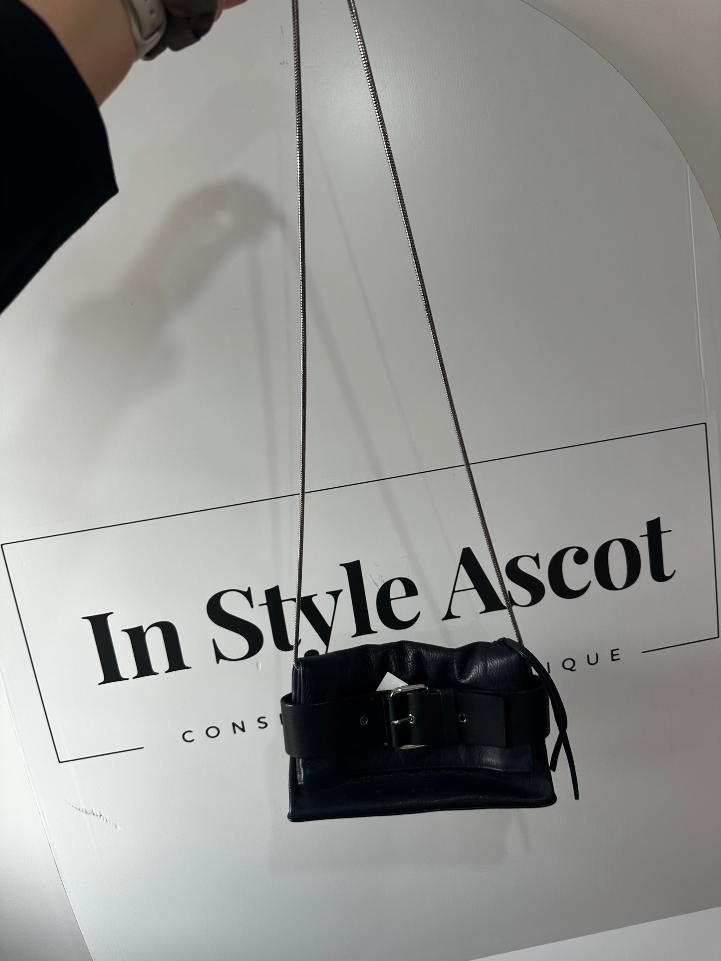 Navy All Saints Leather Crossbody Bag