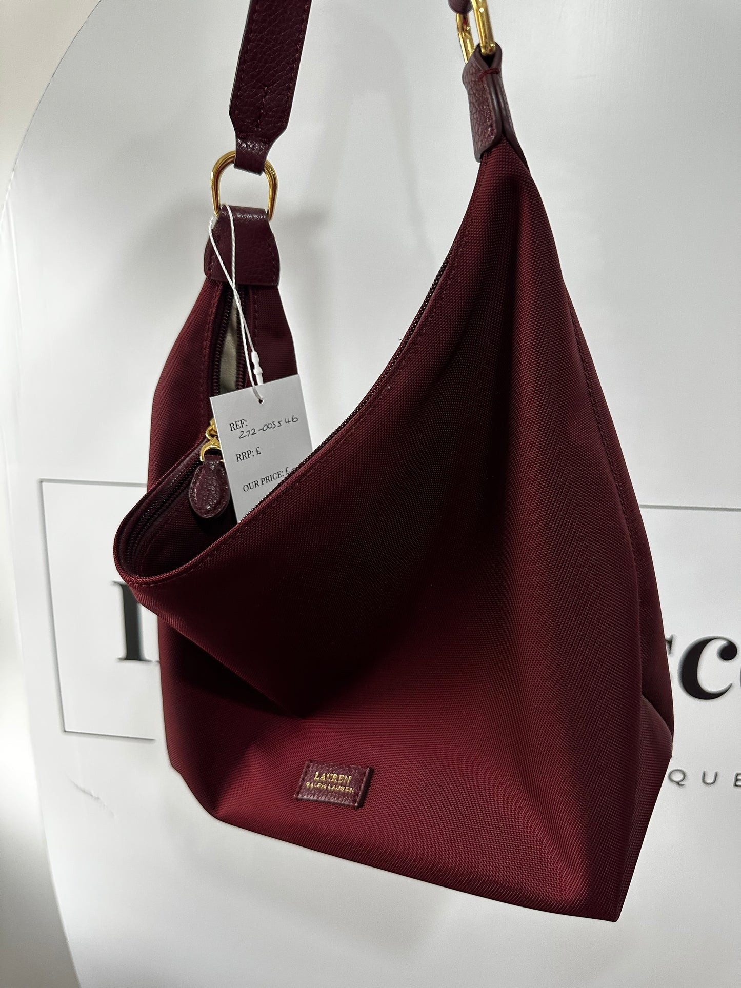 Burgundy Ralph Lauren Medium Hobo Handbag