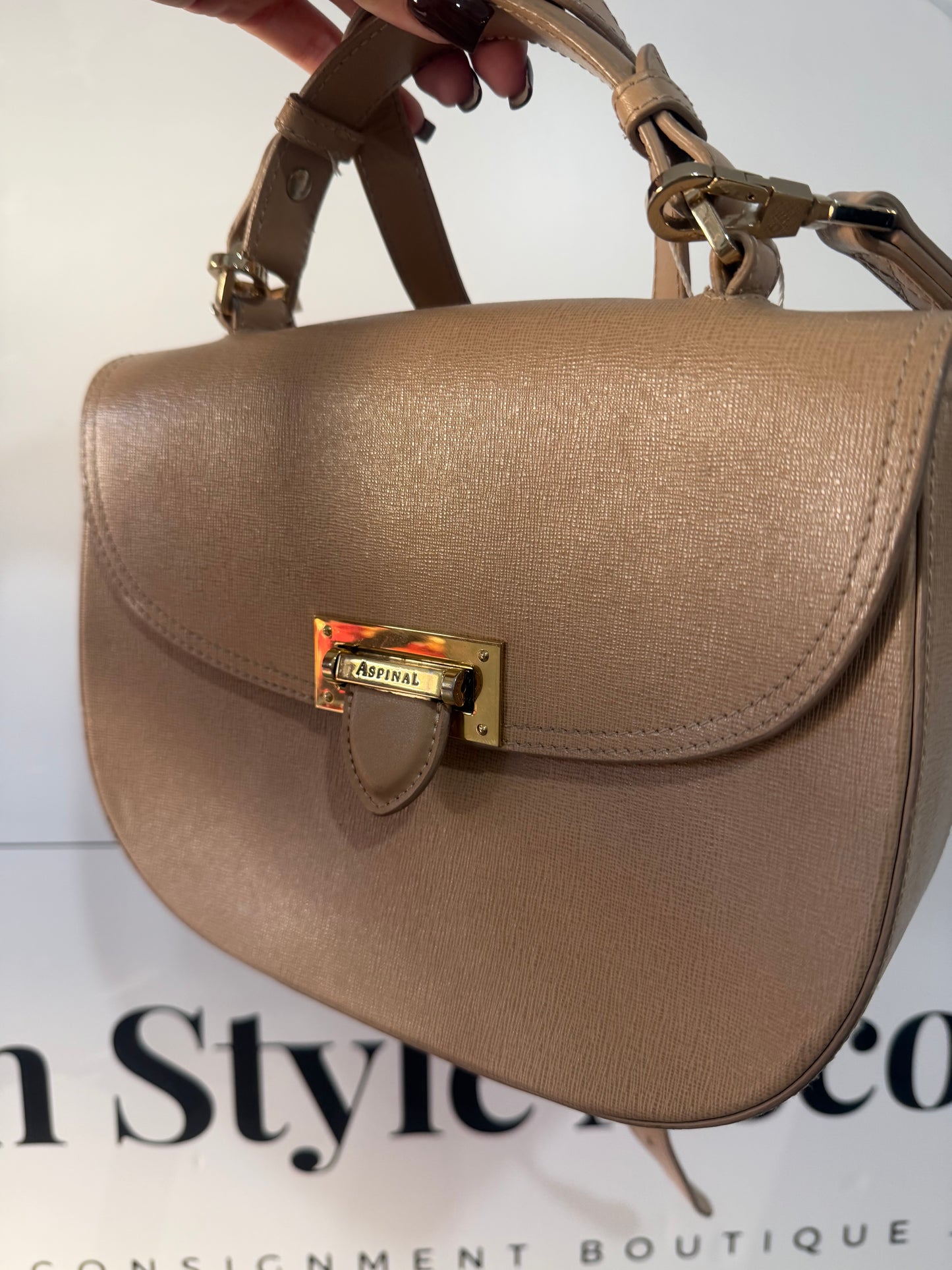 Beige Aspinal of London Crossbody Bag