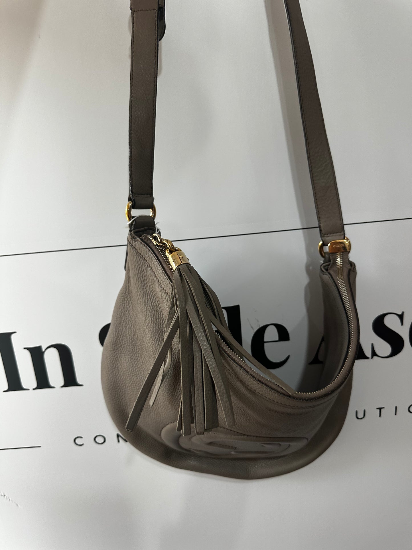 Beige Gucci Crossbody Bag, Large