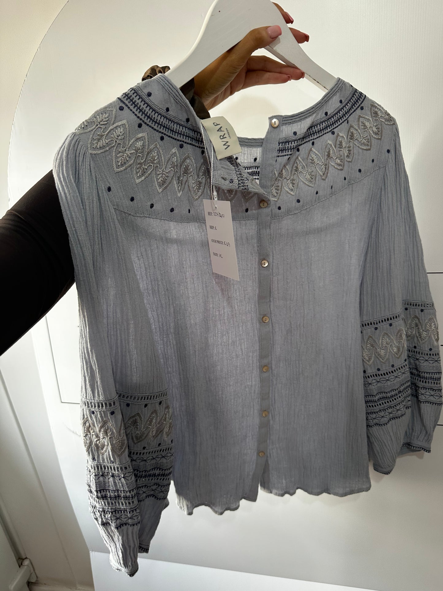 Light Blue WRAP Blouse, 18