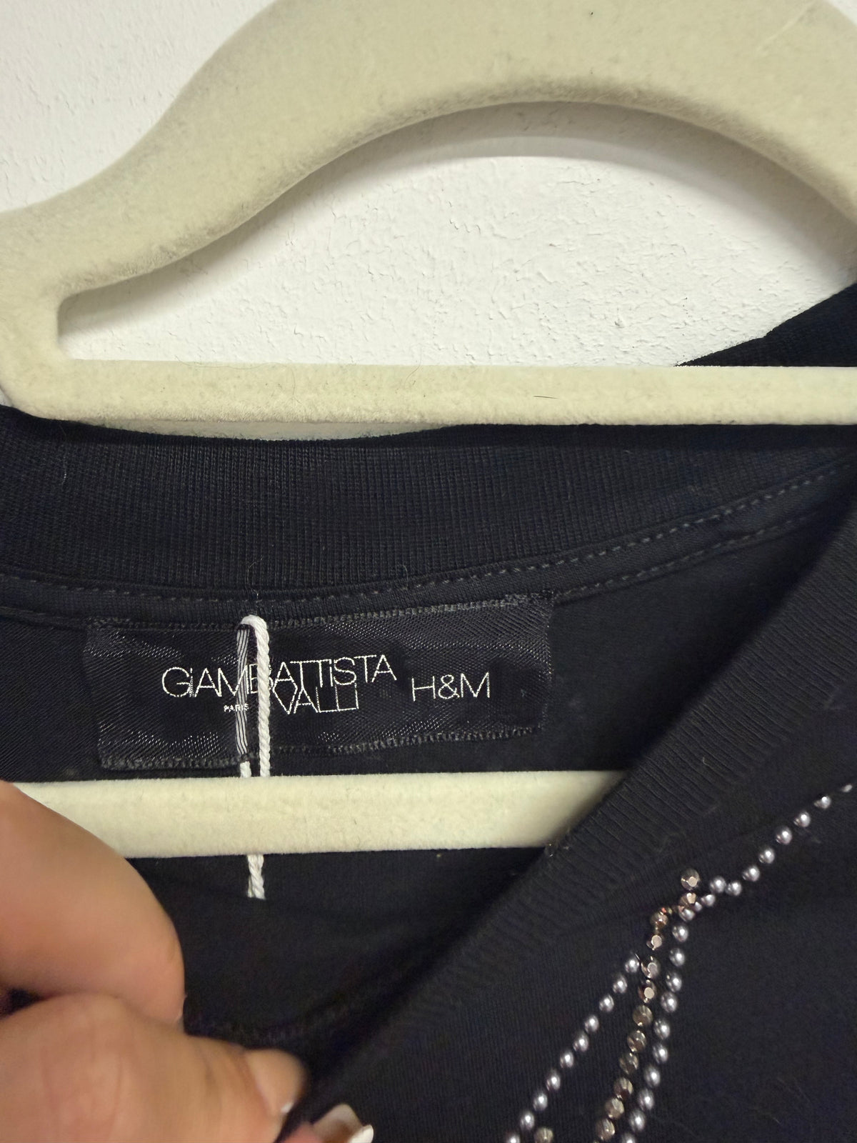 Preloved Giambattista valli X H&M Tshirt XS Black, with silver embellishments