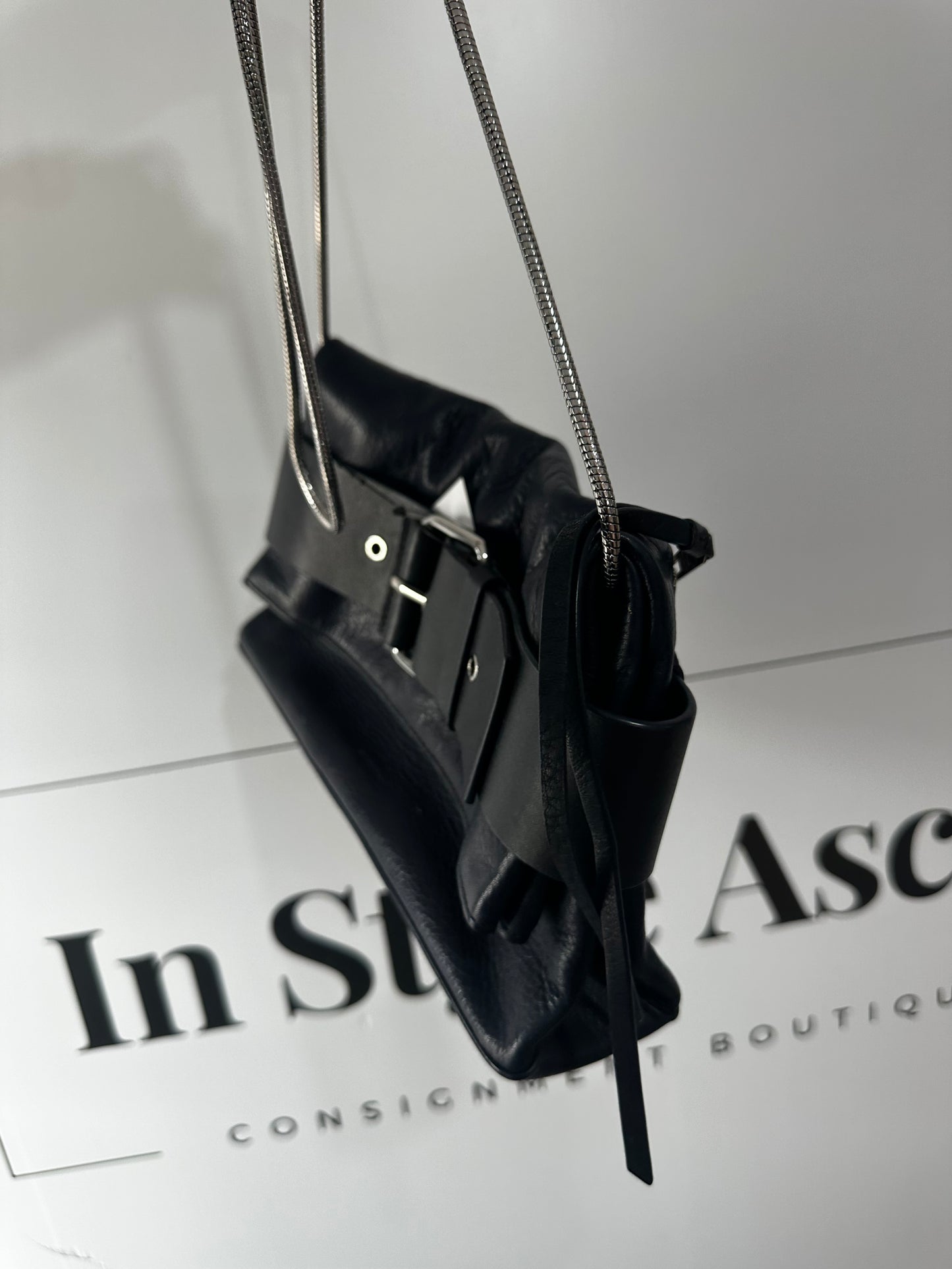 Navy All Saints Leather Crossbody Bag