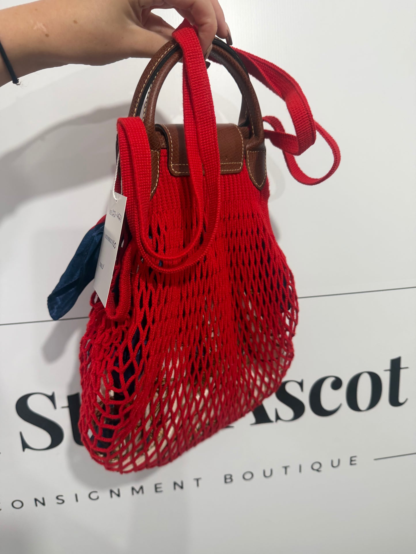 Red Longchamp Basket Bag