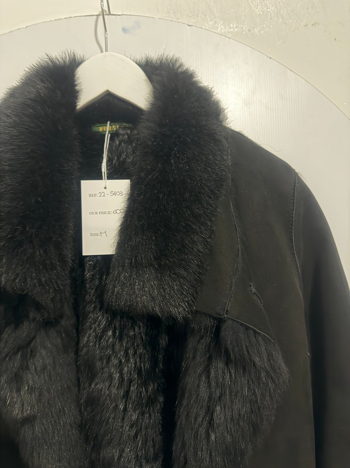 Black Nurseys Shearling Jacket, Size M
