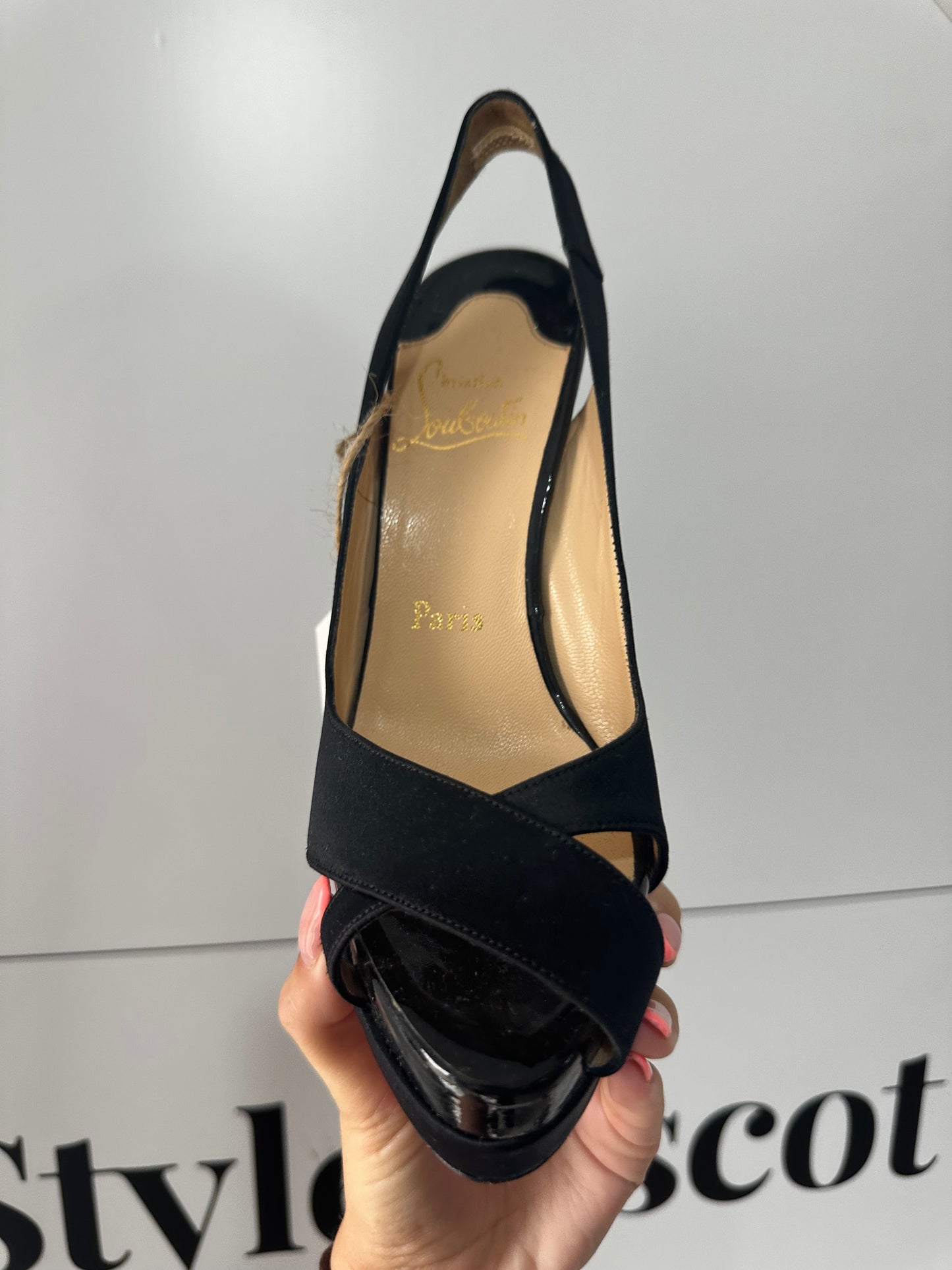 Black Satin Slingback Christian Louboutin Pump