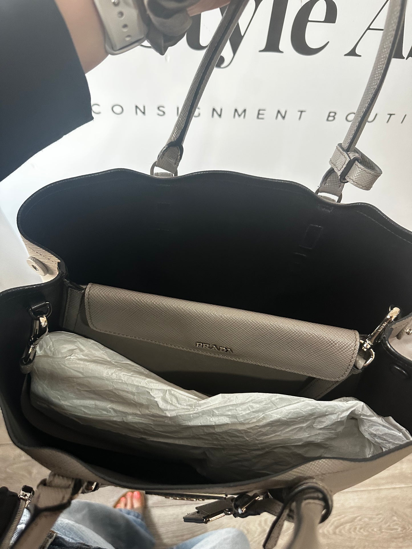 Grey Prada Handbag