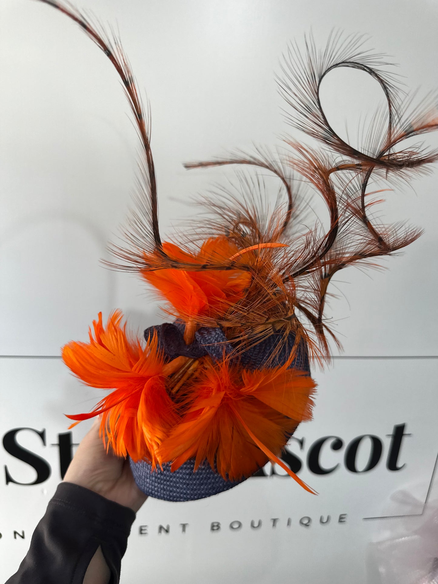 Blue & Orange Ginny Millinery Fascinator, Royal Enclosure Allowed