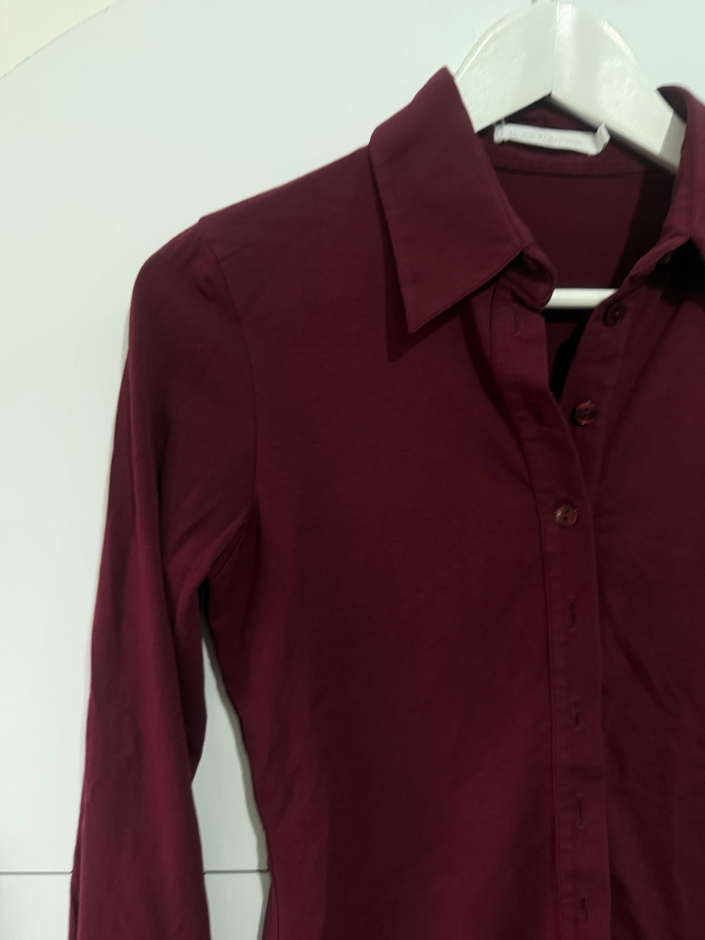 Burgundy Anne Fontaine Shirt, Size 8 and 10