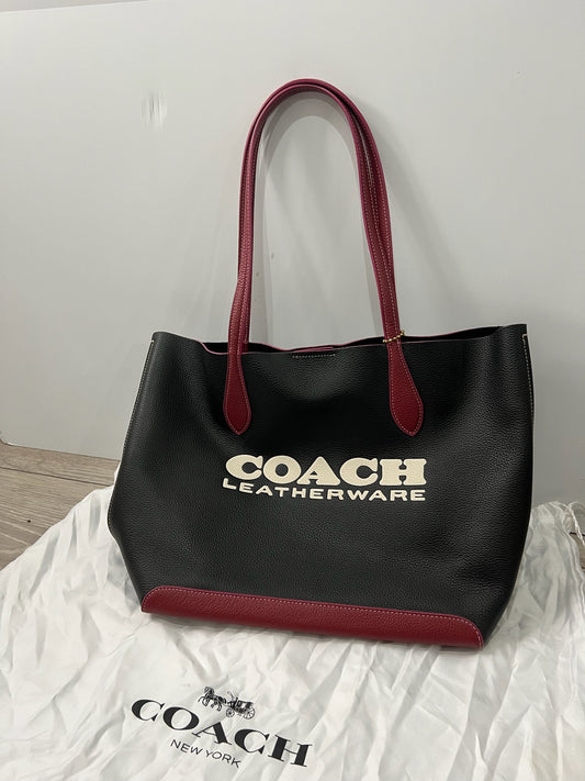 Black and Burgundy Coach Tote Bag