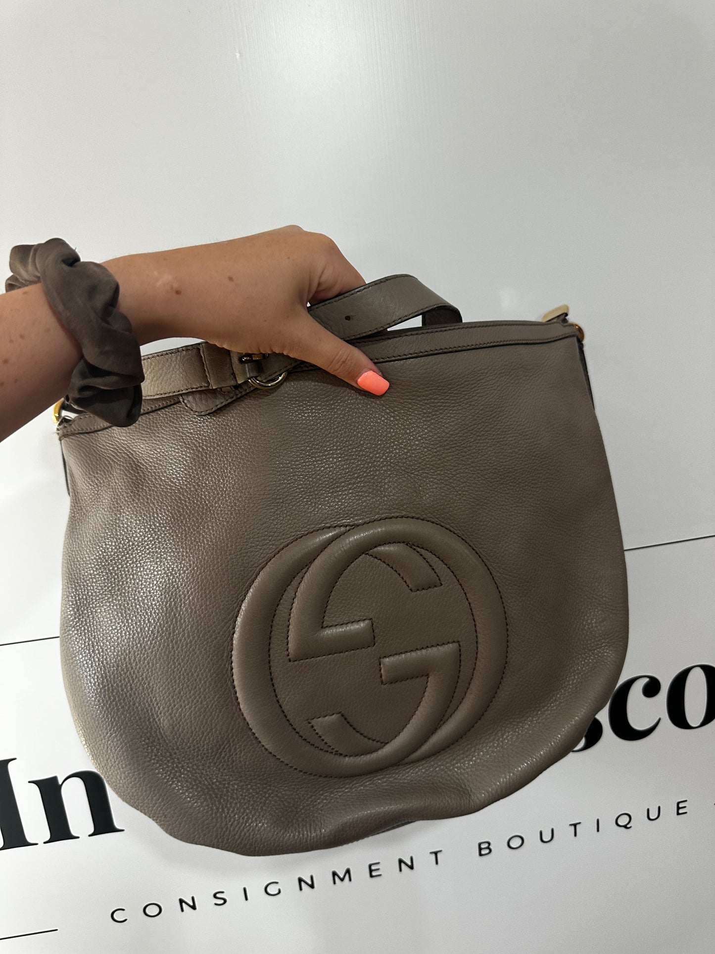 Beige Gucci Crossbody Bag, Large