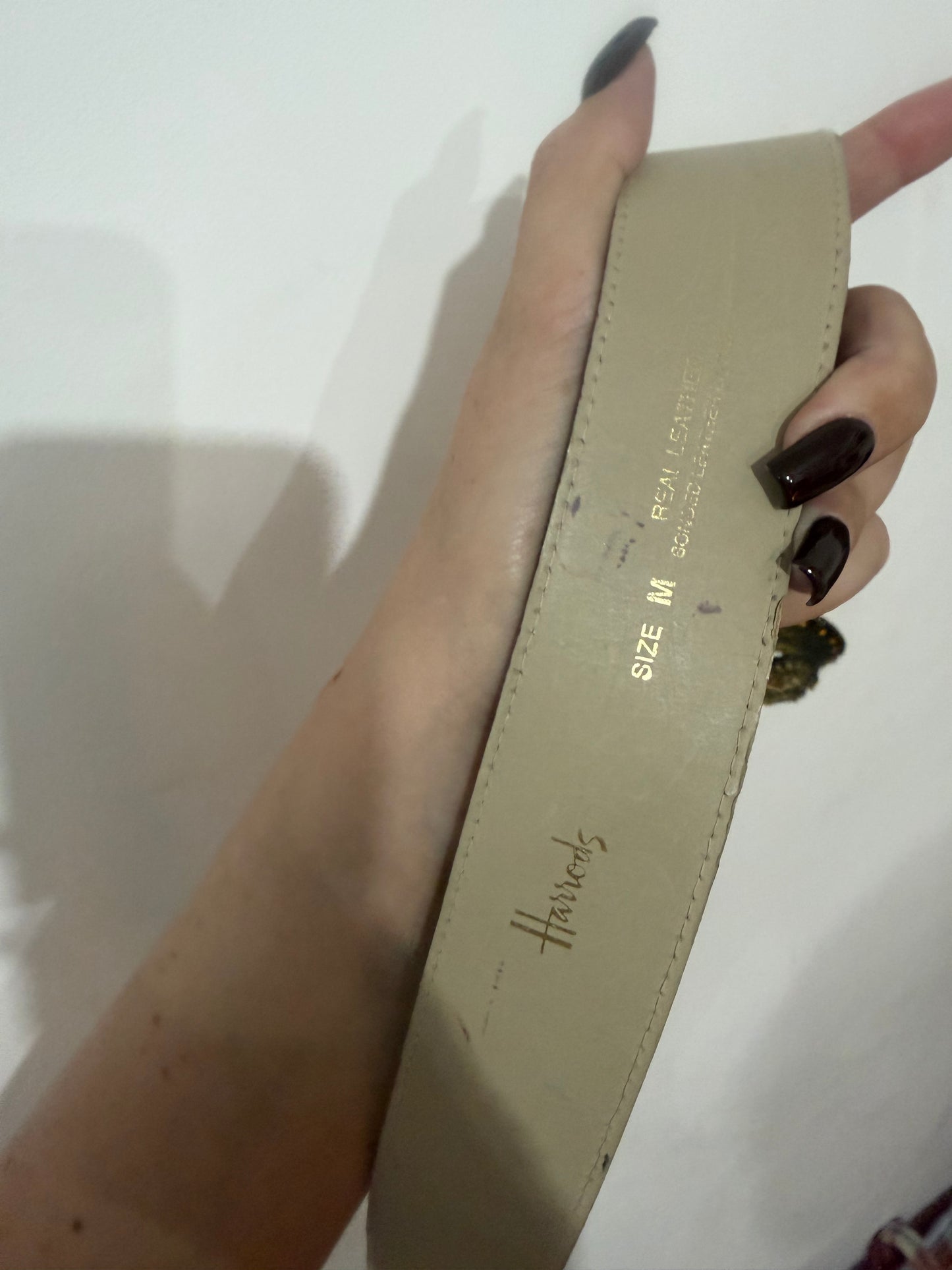 Brown Big Buckle Harrods Belt, Size M/L