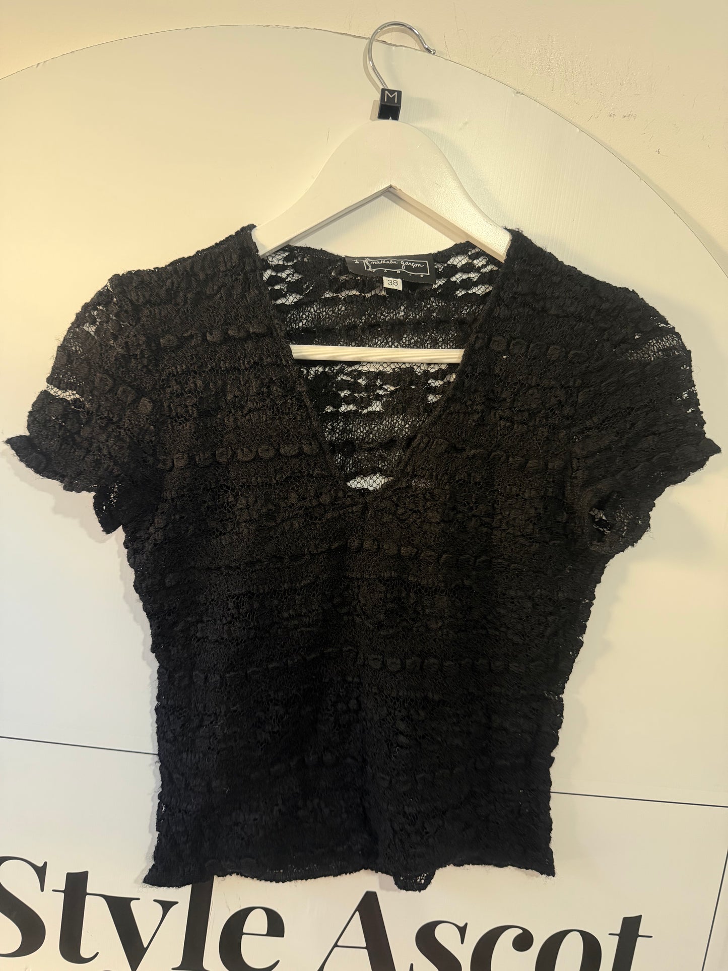 Black Mesh Mathalie Gargon Top, Small