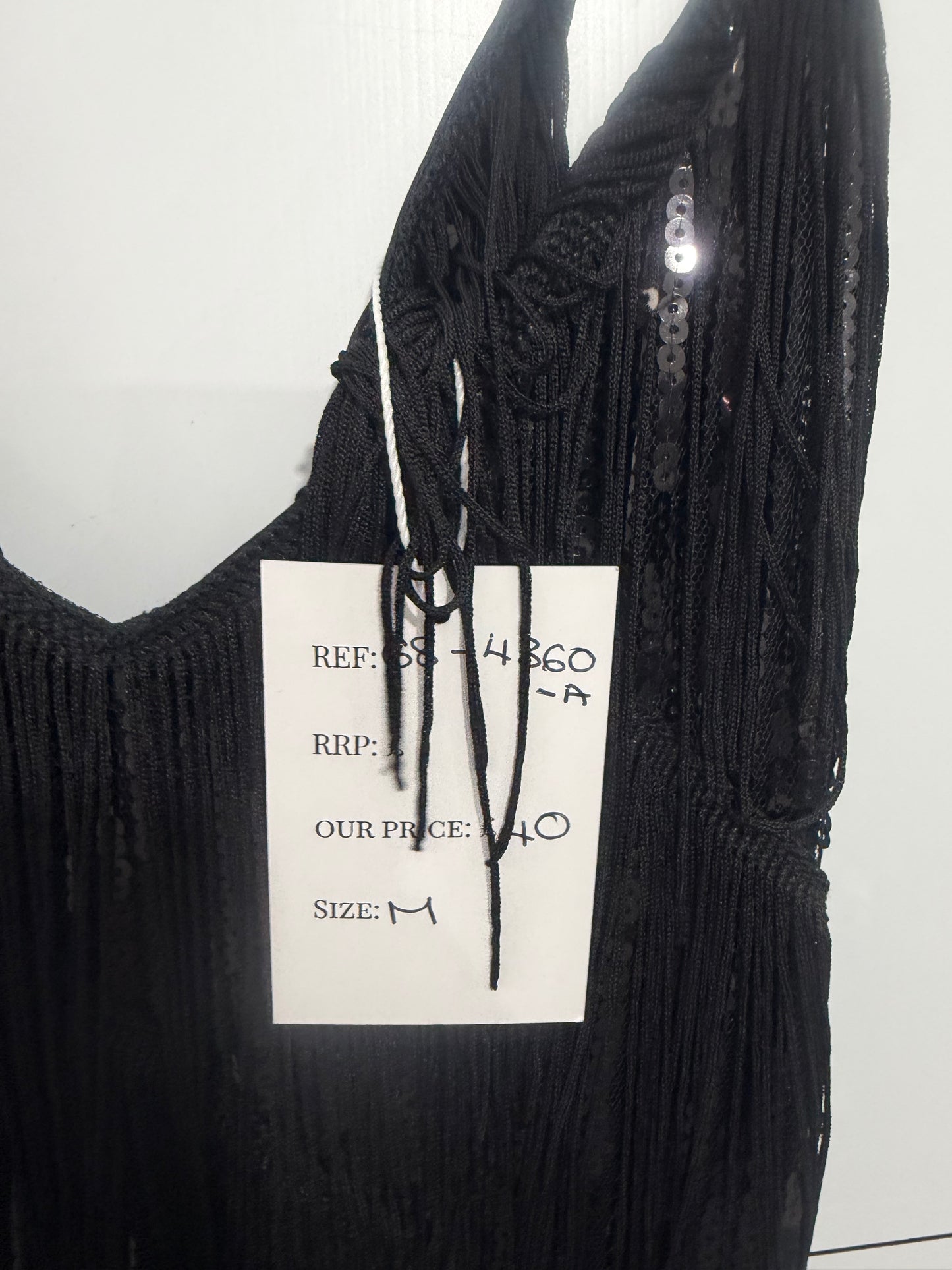 Black Fringe Swing Dress, Size Medium