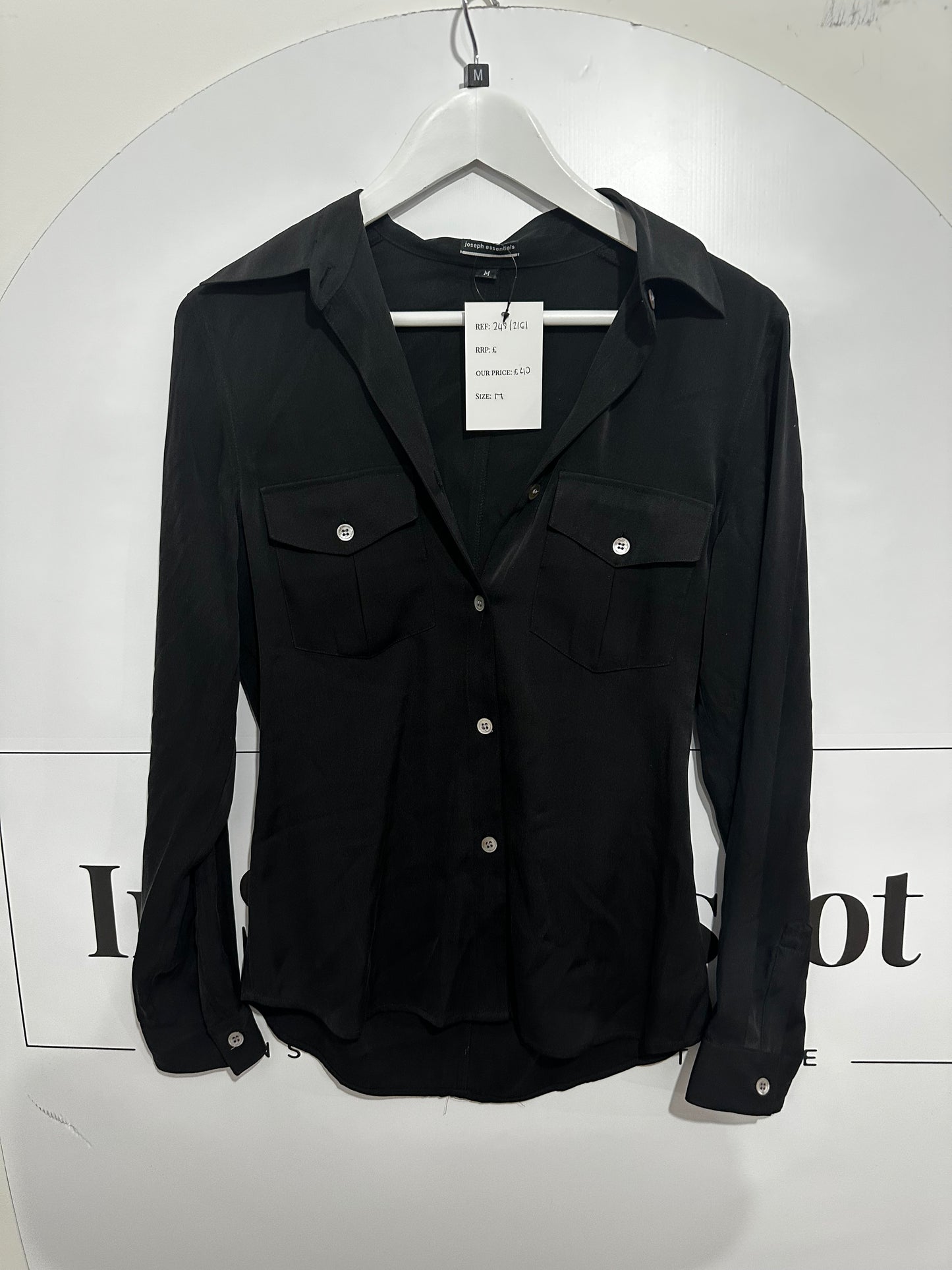 Black Joseph Essentials Silk Blouse, Size Medium