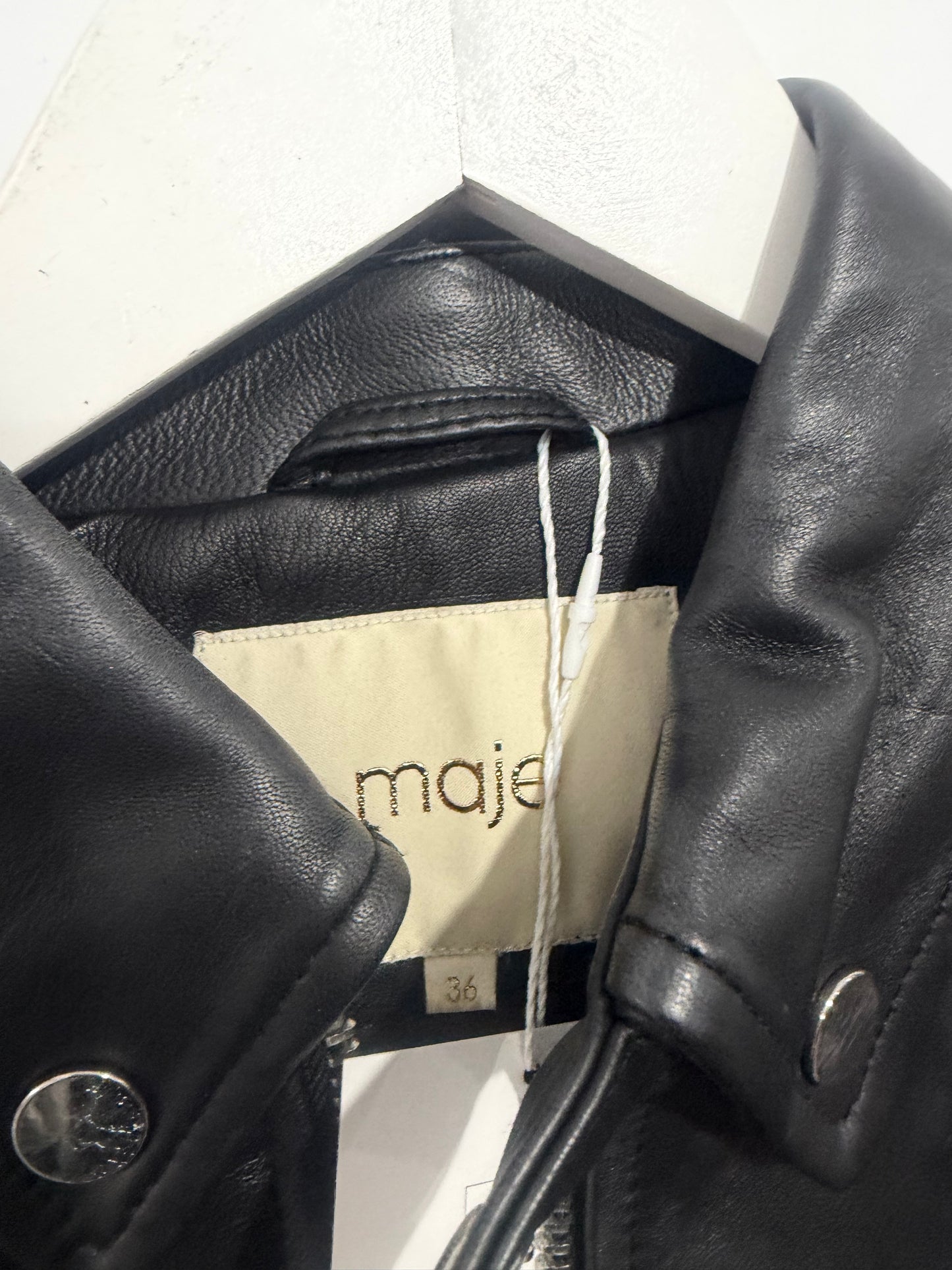 Black Maje Leather jacket, Size 36 UK 8