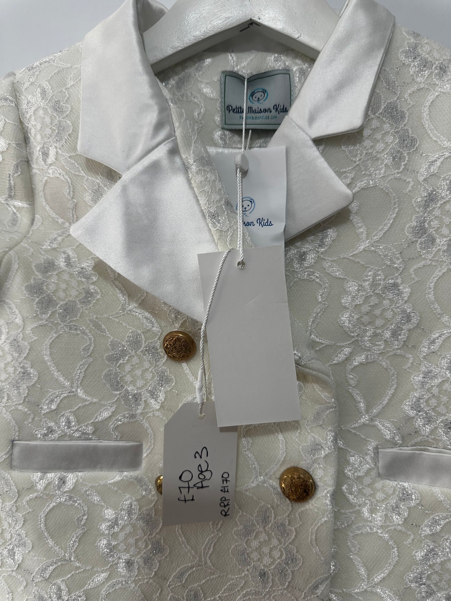 White Cream Petite Maison Kids Kids Smart Outfit, Age 3 Brand New