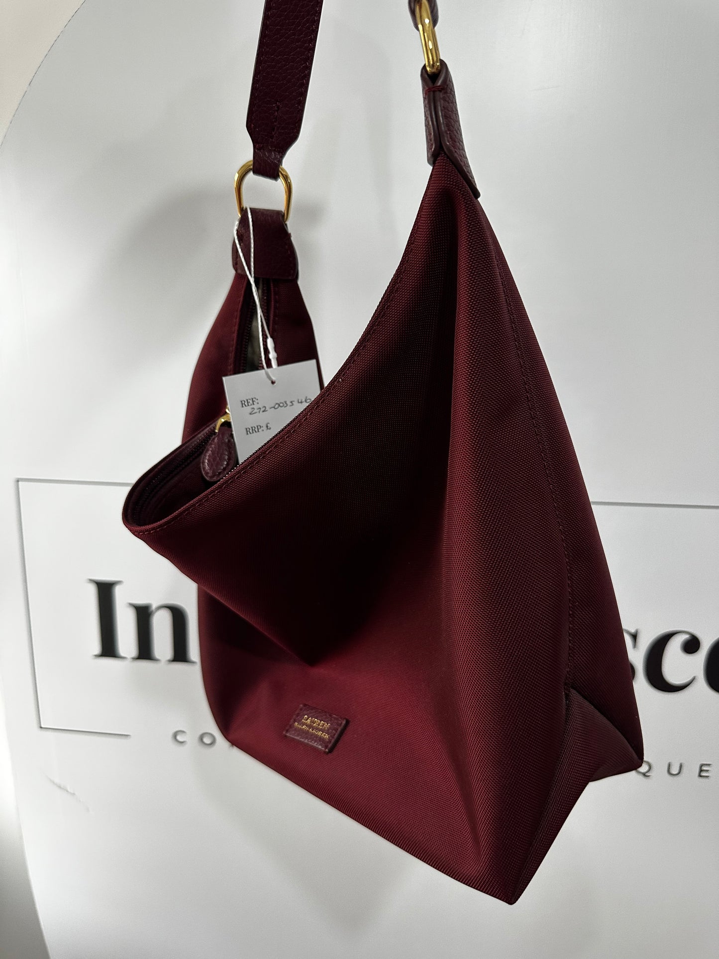 Burgundy Ralph Lauren Medium Hobo Handbag