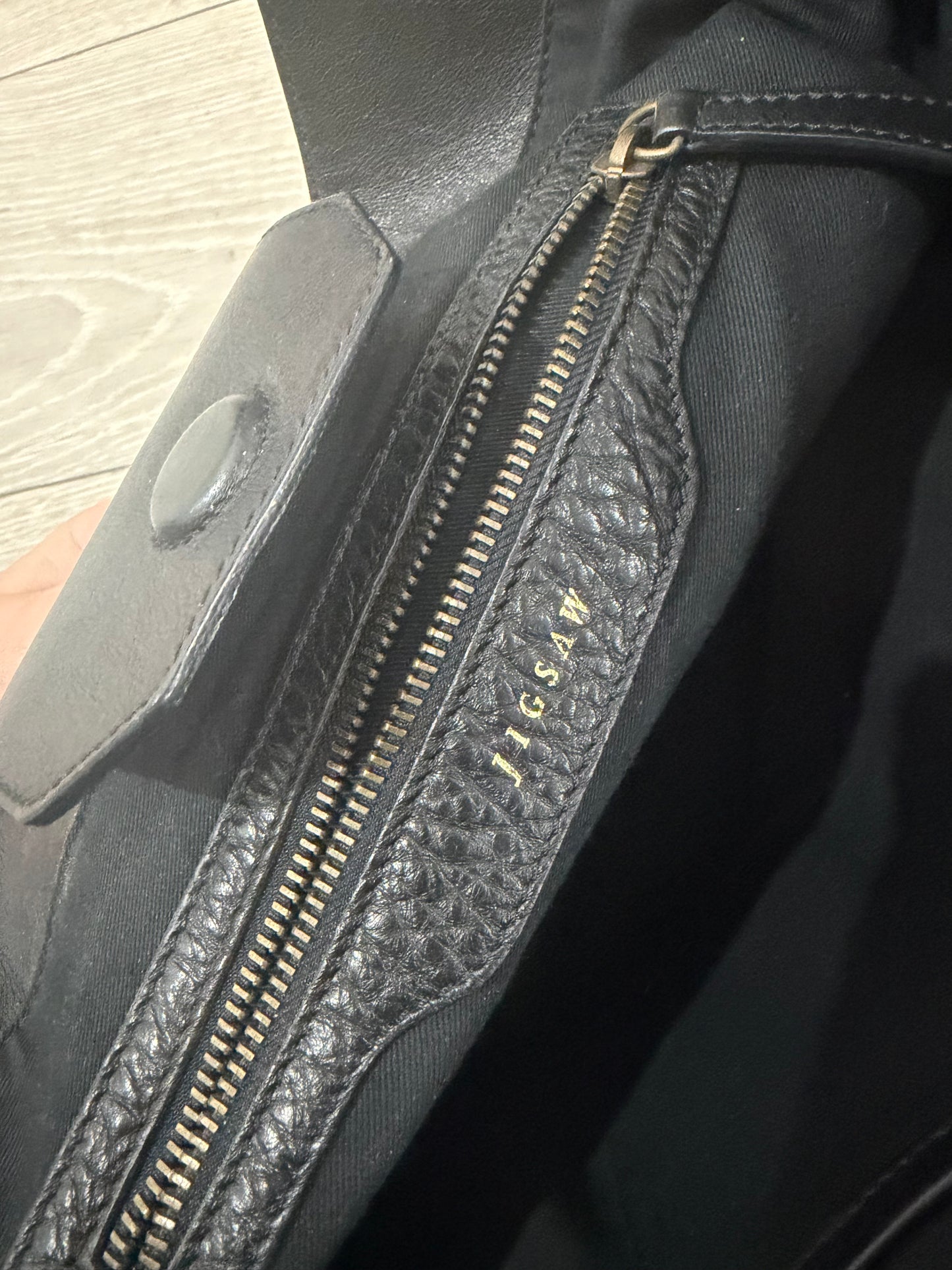 Black Jigsaw Handbag, Leather