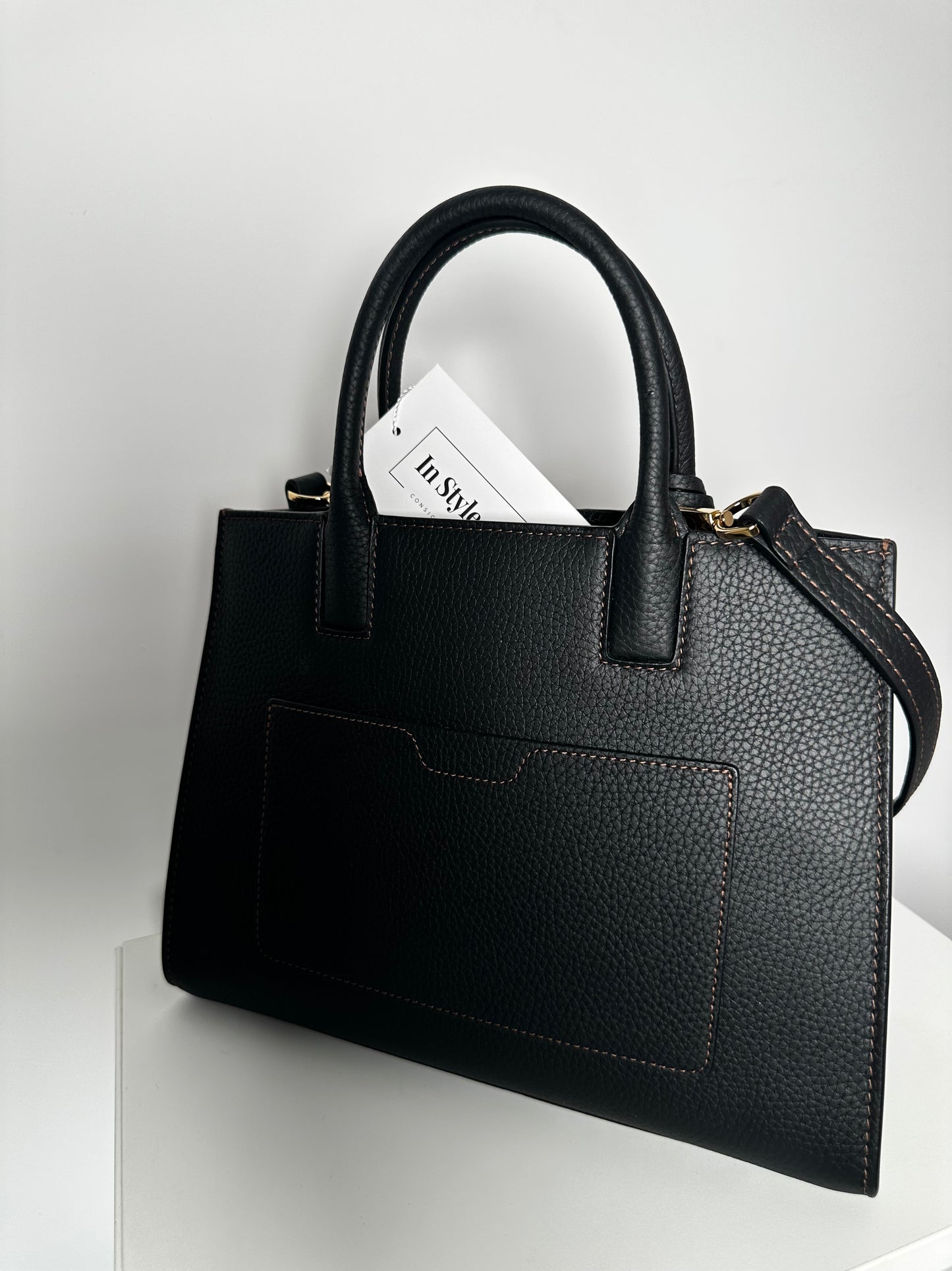 Black Burberry Frances Mini Leather Top Handle
