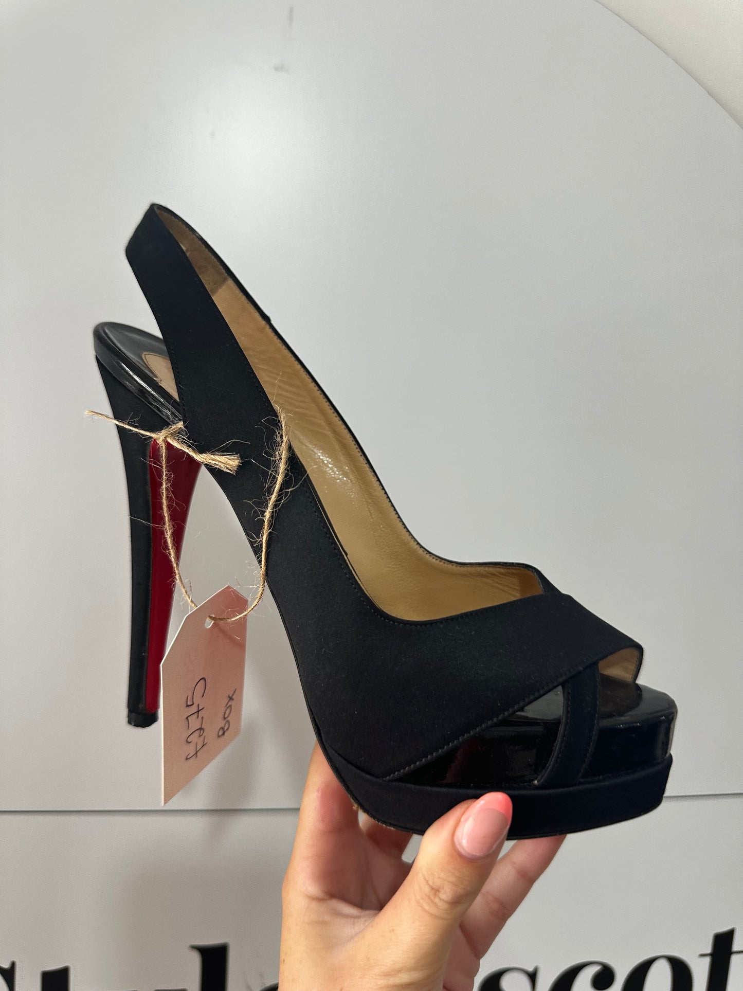 Black Satin Slingback Christian Louboutin Pump
