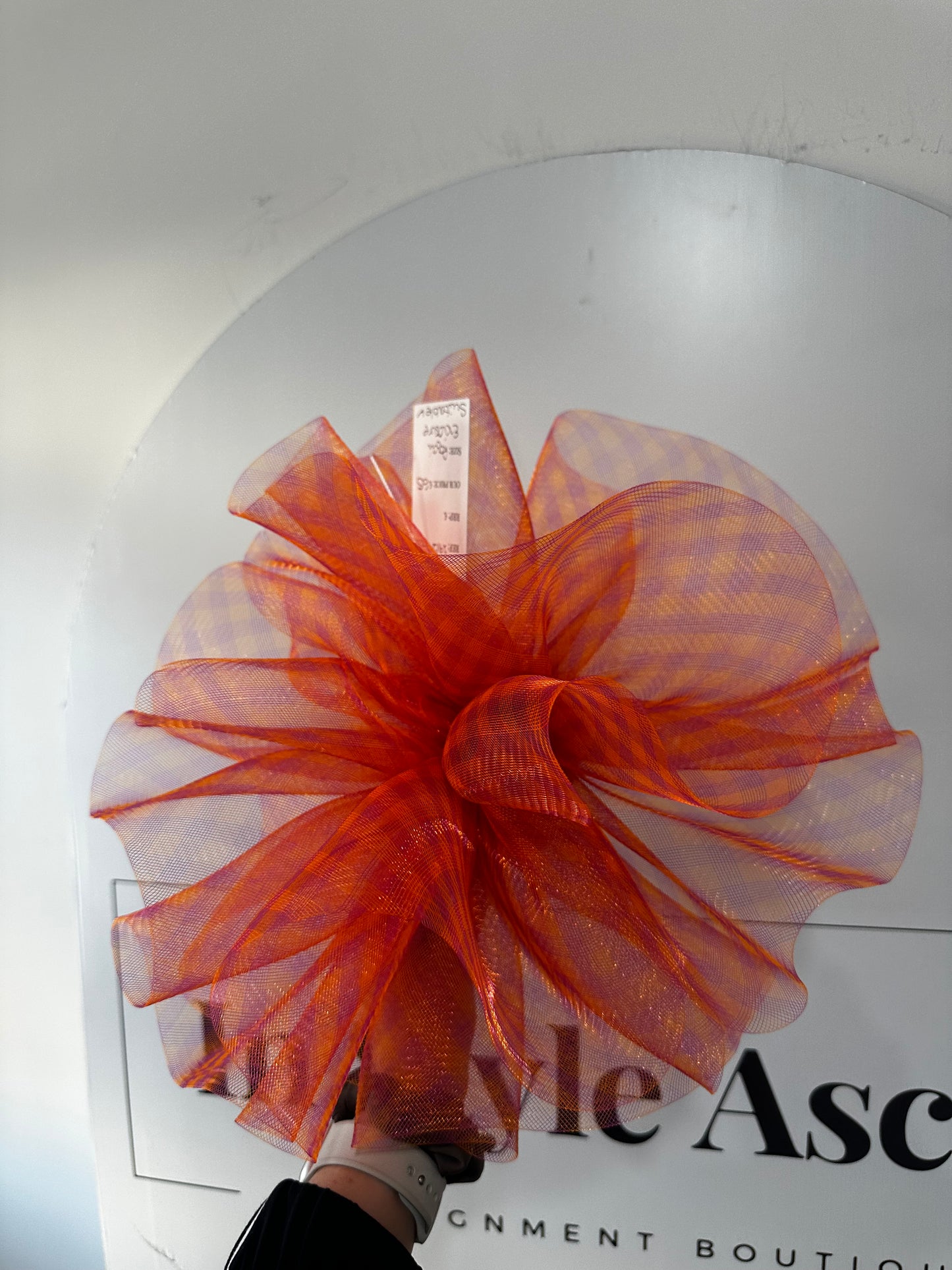 Orange & Pink Gingham Snoxell & Gwyther Fascinator